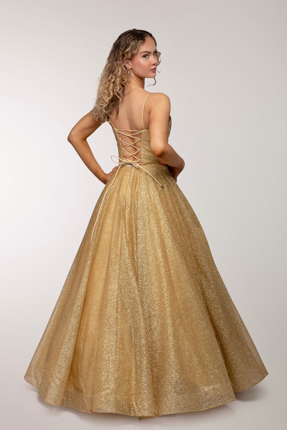 PROM DRESS U4442P-CRYSTAL GOLD