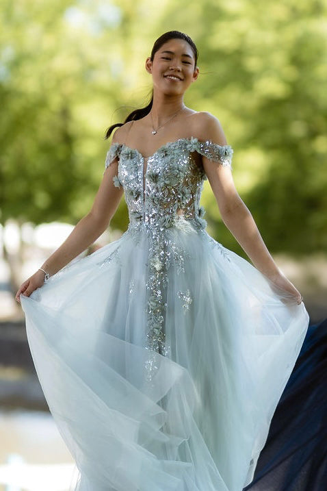 PROM DRESS H4903P-TULLE SILVER