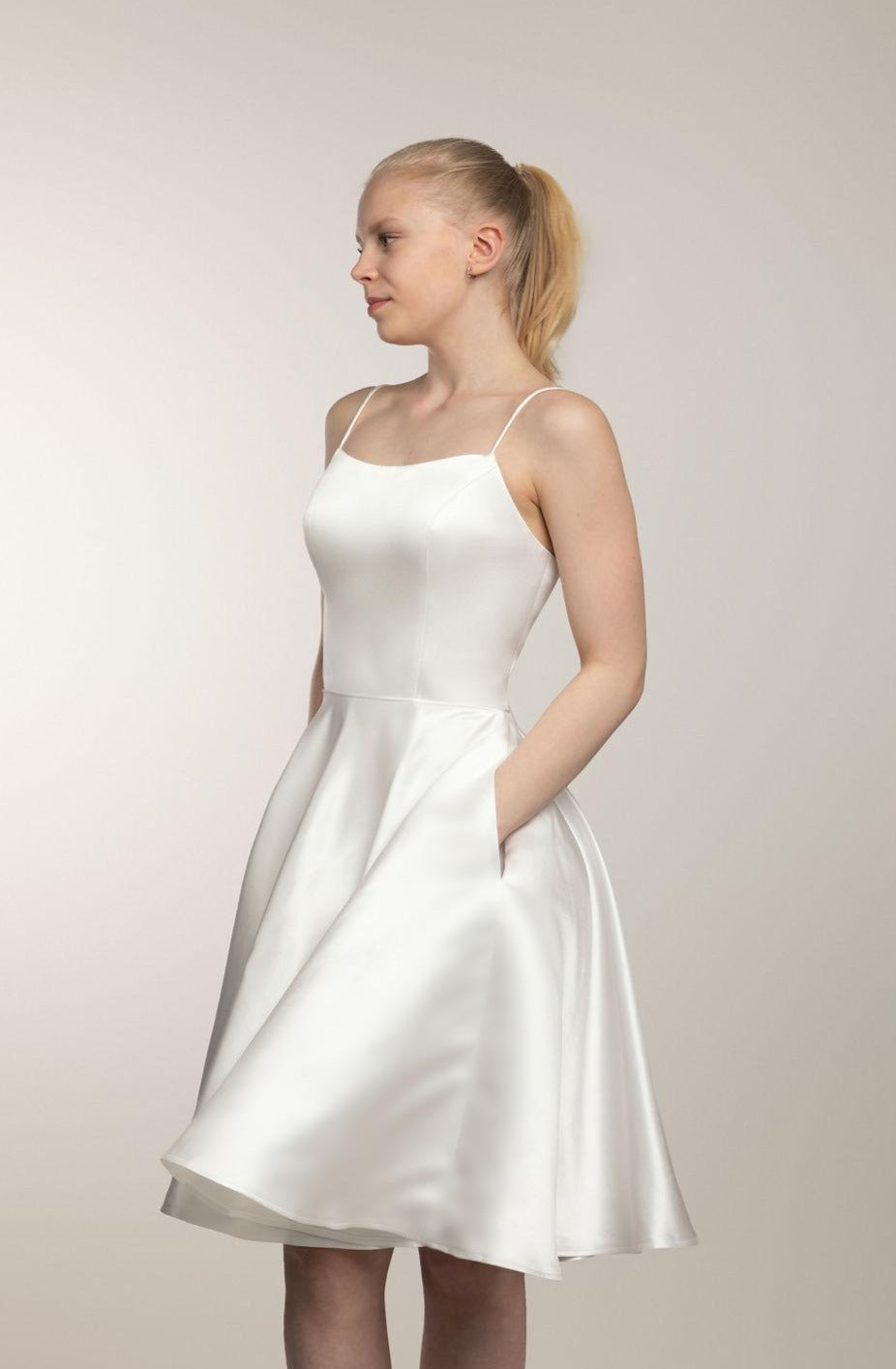 DRESS H4442S-SATIN IVORY