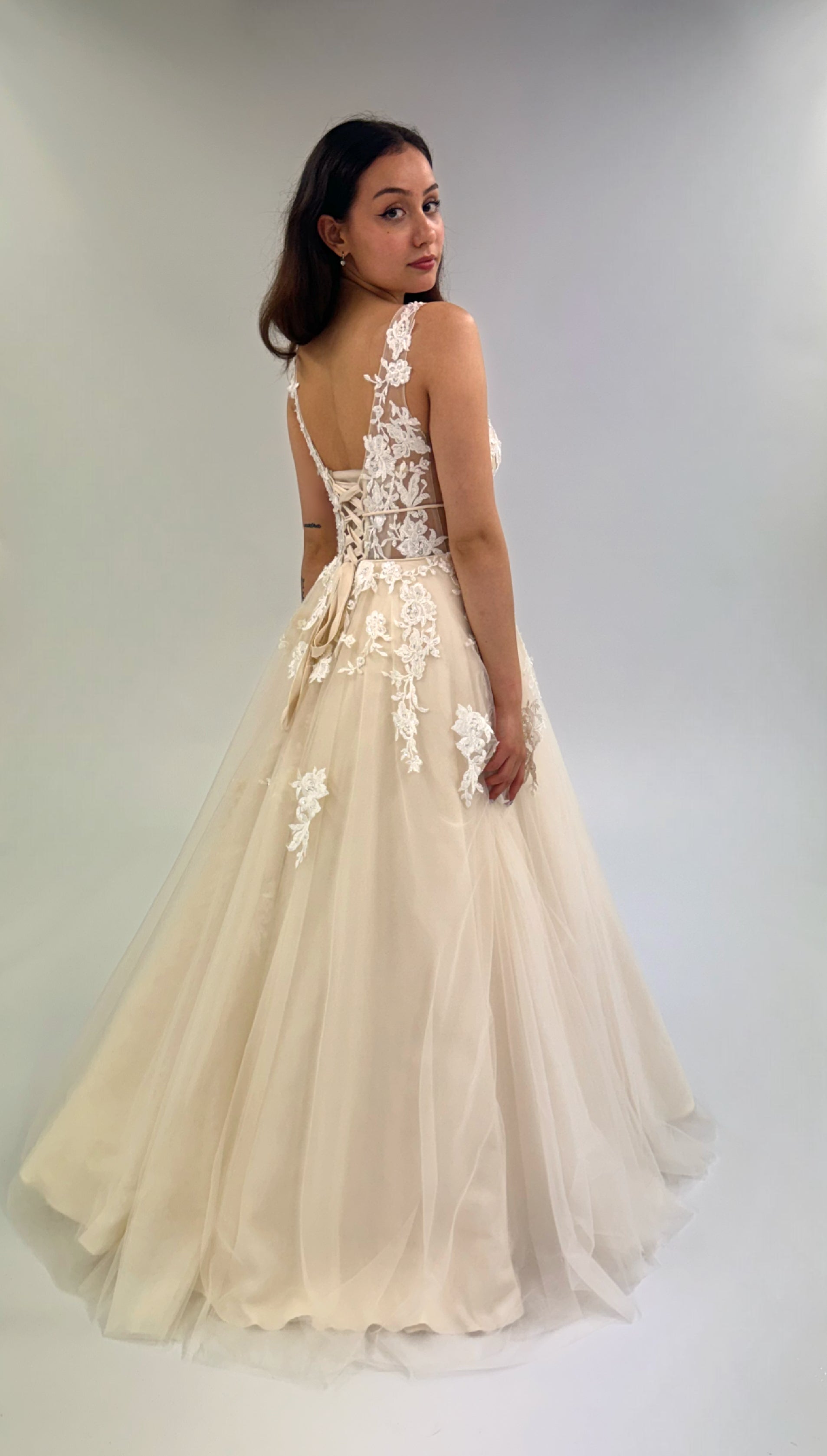 PROM DRESS H4568P CHAMPAGNE