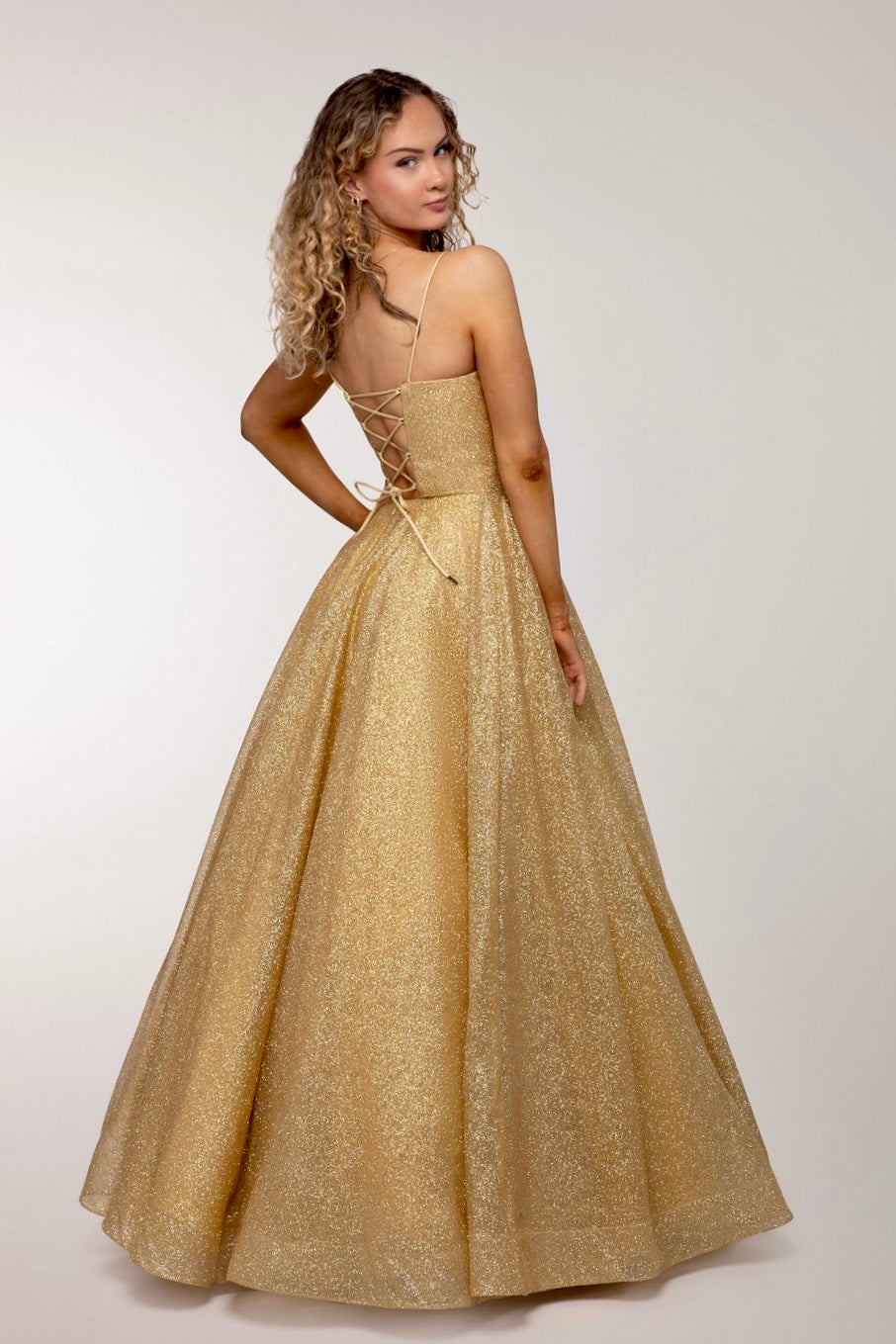 PROM DRESS U4442P-CRYSTAL GOLD