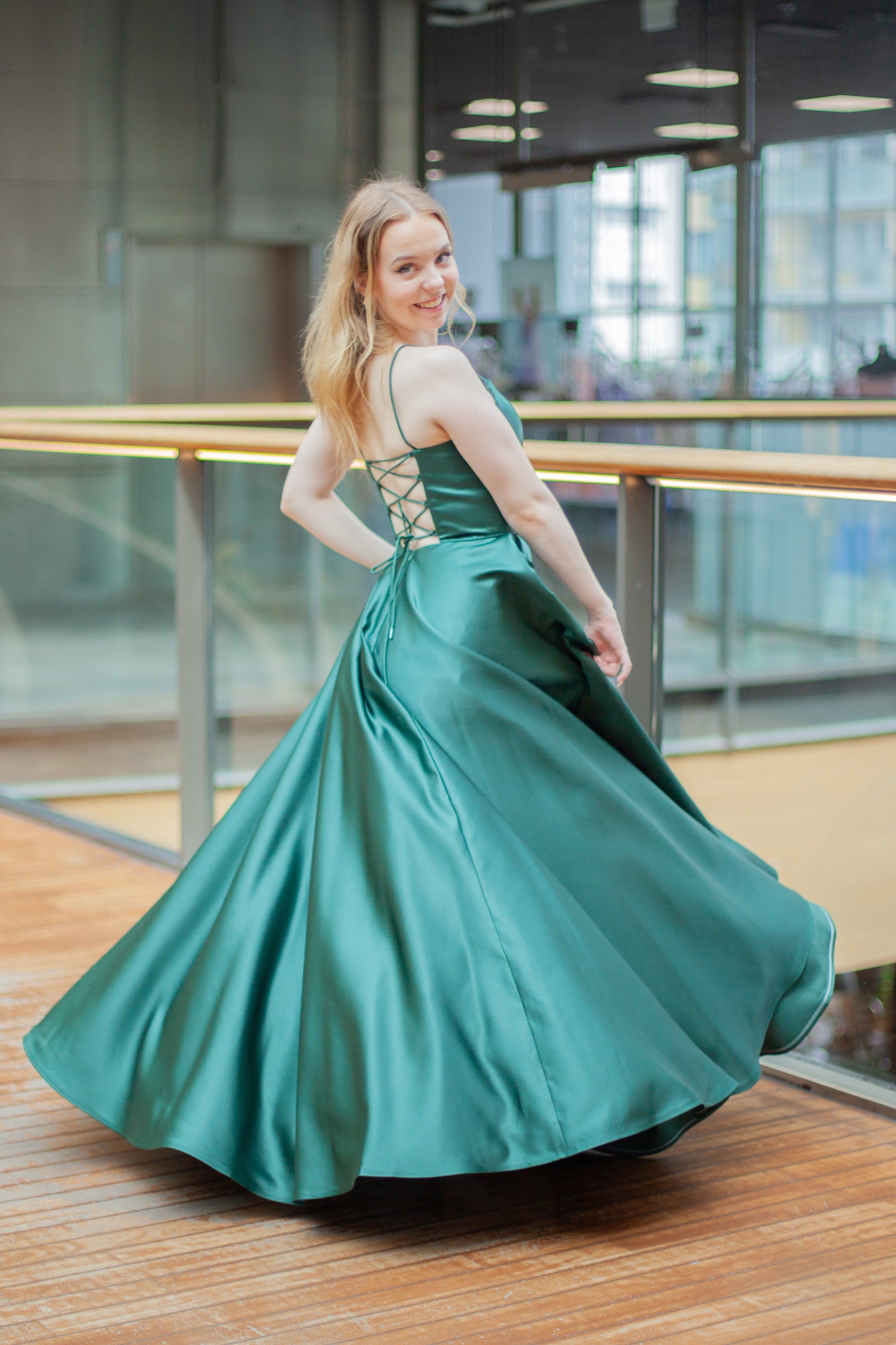 turquoise green prom dress Tibi Arielle Silk Tie Front Dress in Blue main image 0