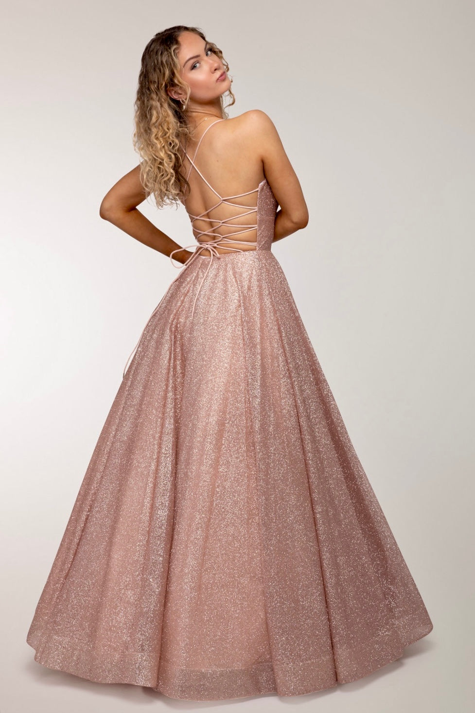PROM DRESS U4370PS-CRYSTAL ROSEGOLD