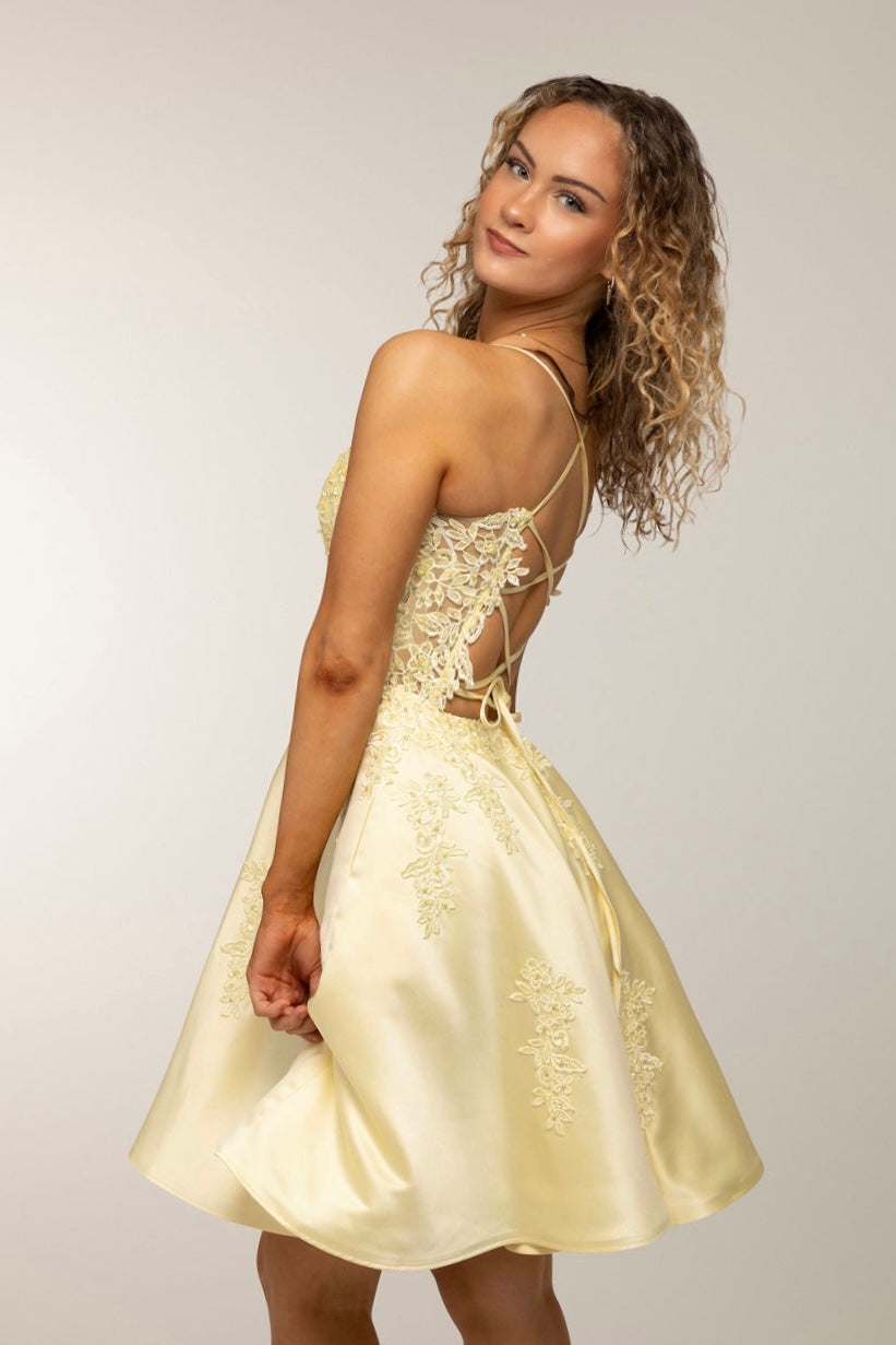 DRESS H4435S-SATIN YELLOW