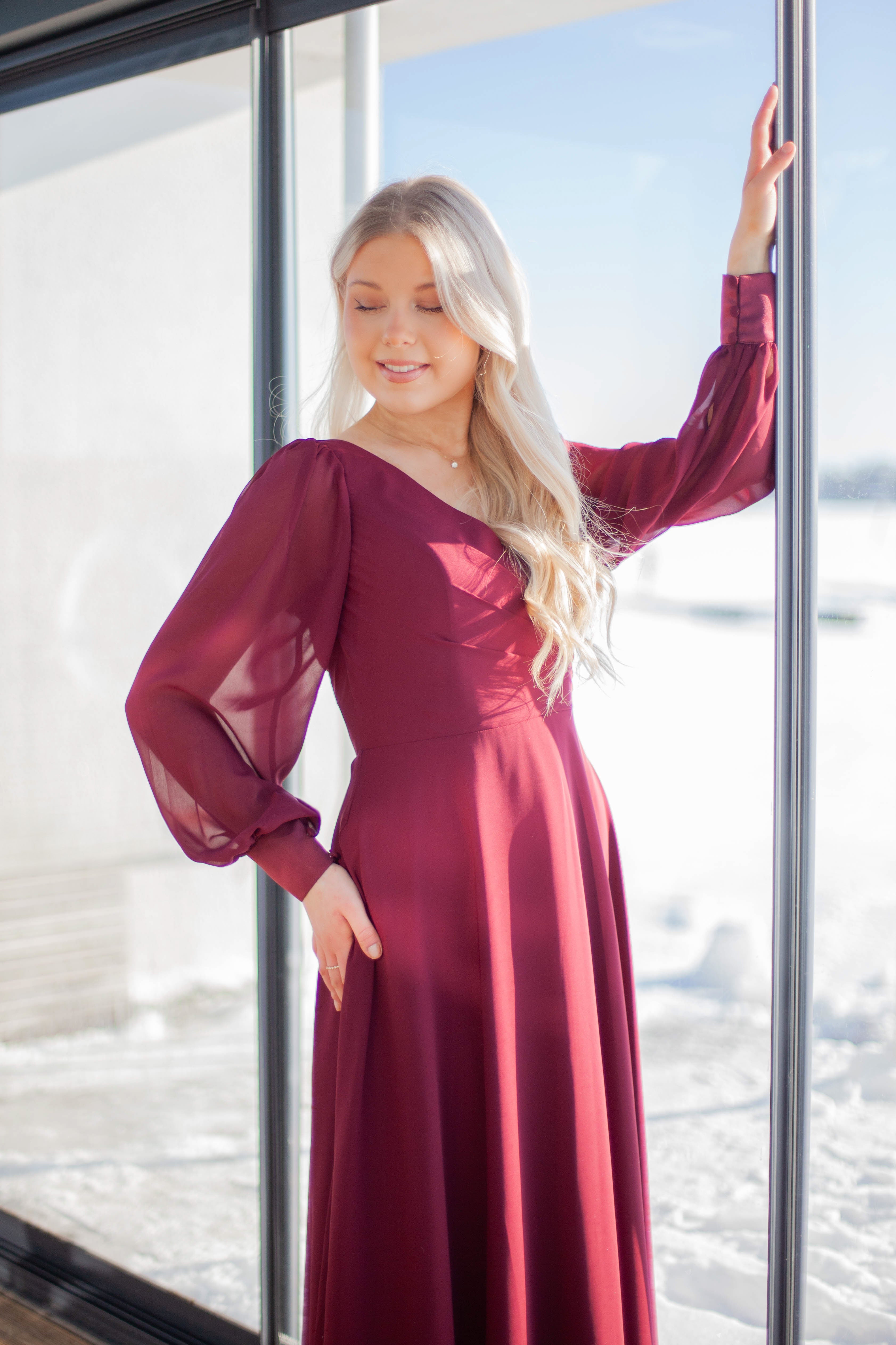 ILTAPUKU H4604L-CHIFFON BURGUNDY