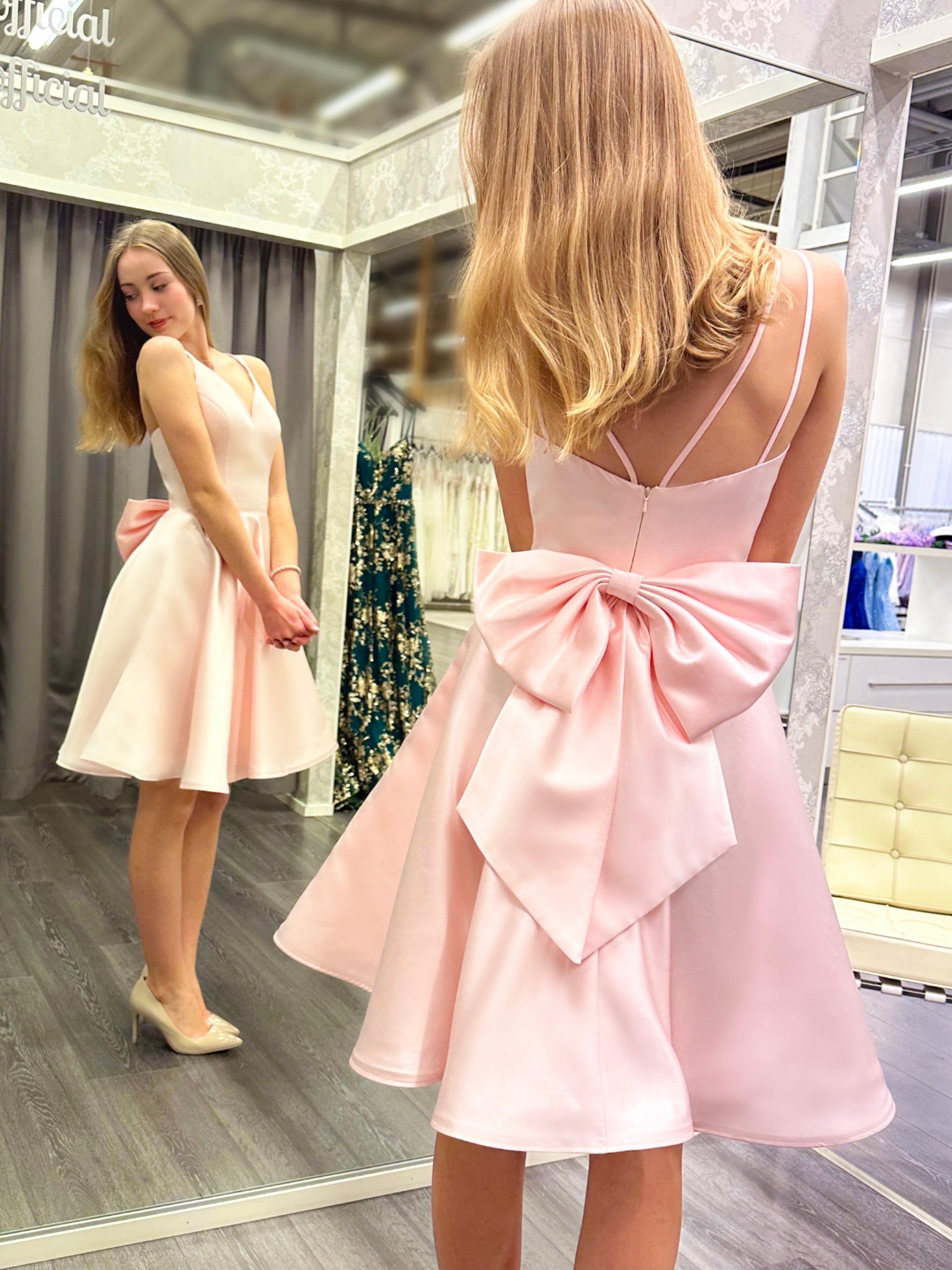 DRESS H4294S-BOW PINK