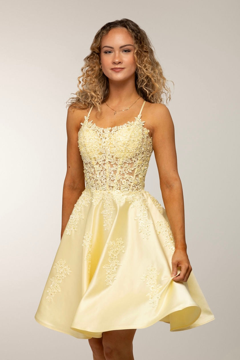 DRESS H4435S-SATIN YELLOW