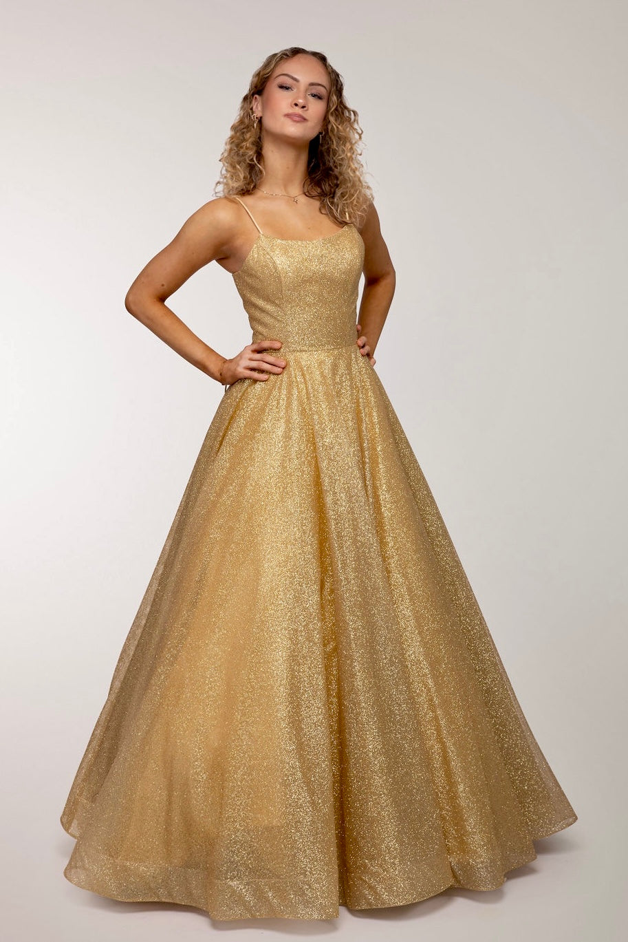 PROM DRESS U4442P-CRYSTAL GOLD