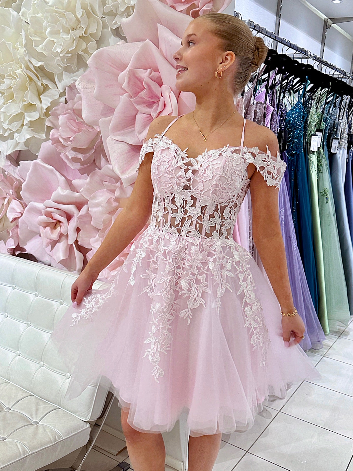 DRESS H4706S-TULLE PINK