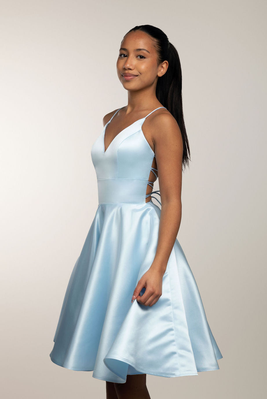 ice blue party dress Ice Blue Jersey Plunging Slit Mermaid Prom Dress main image 0