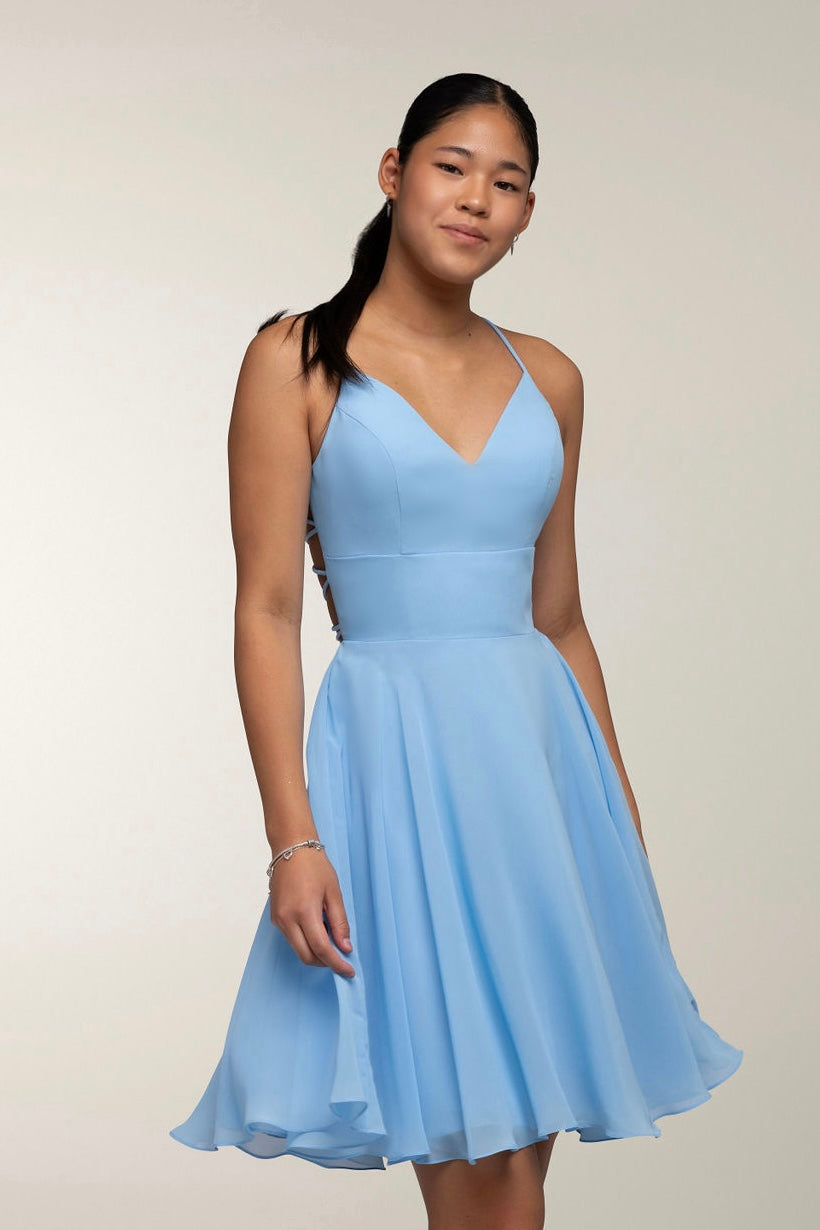 DRESS H4370SS-CHIFFON LIGHTBLUE