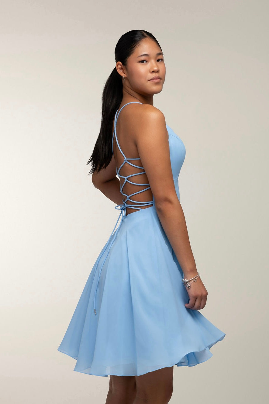 DRESS H4370SS-CHIFFON LIGHTBLUE