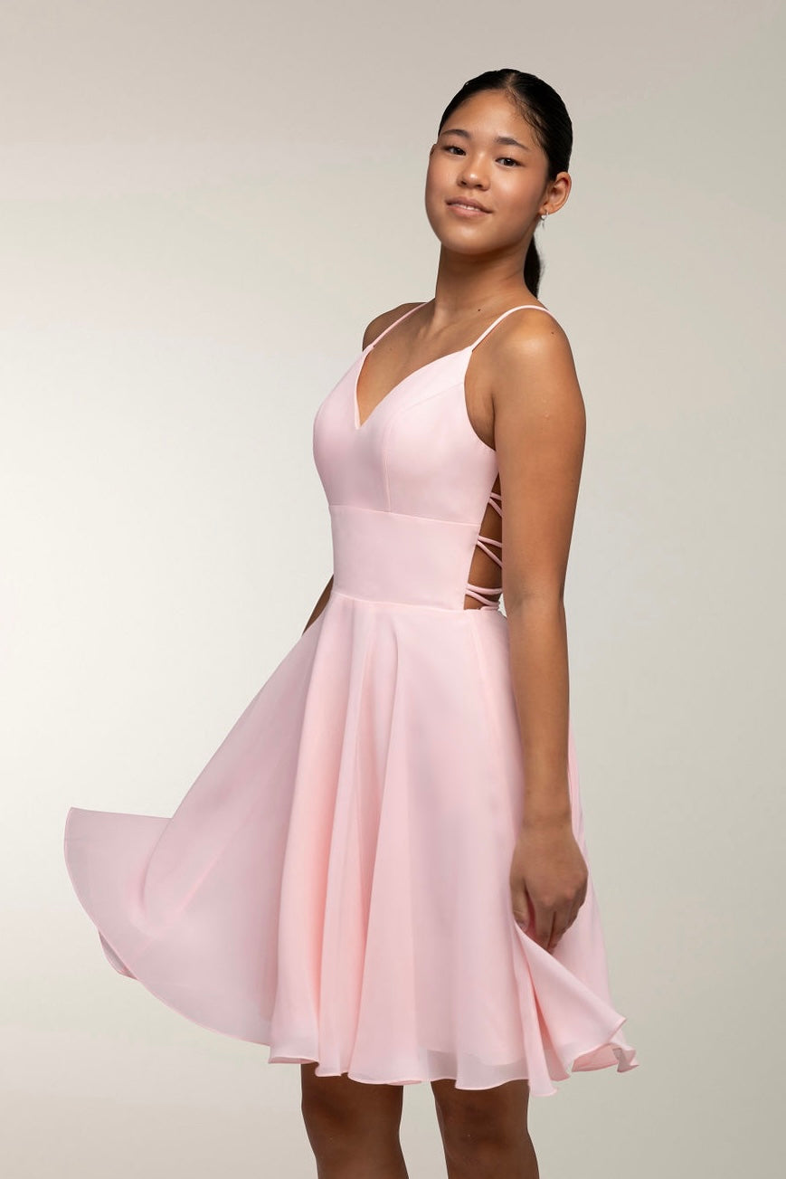 DRESS H4370SS-CHIFFON PINK