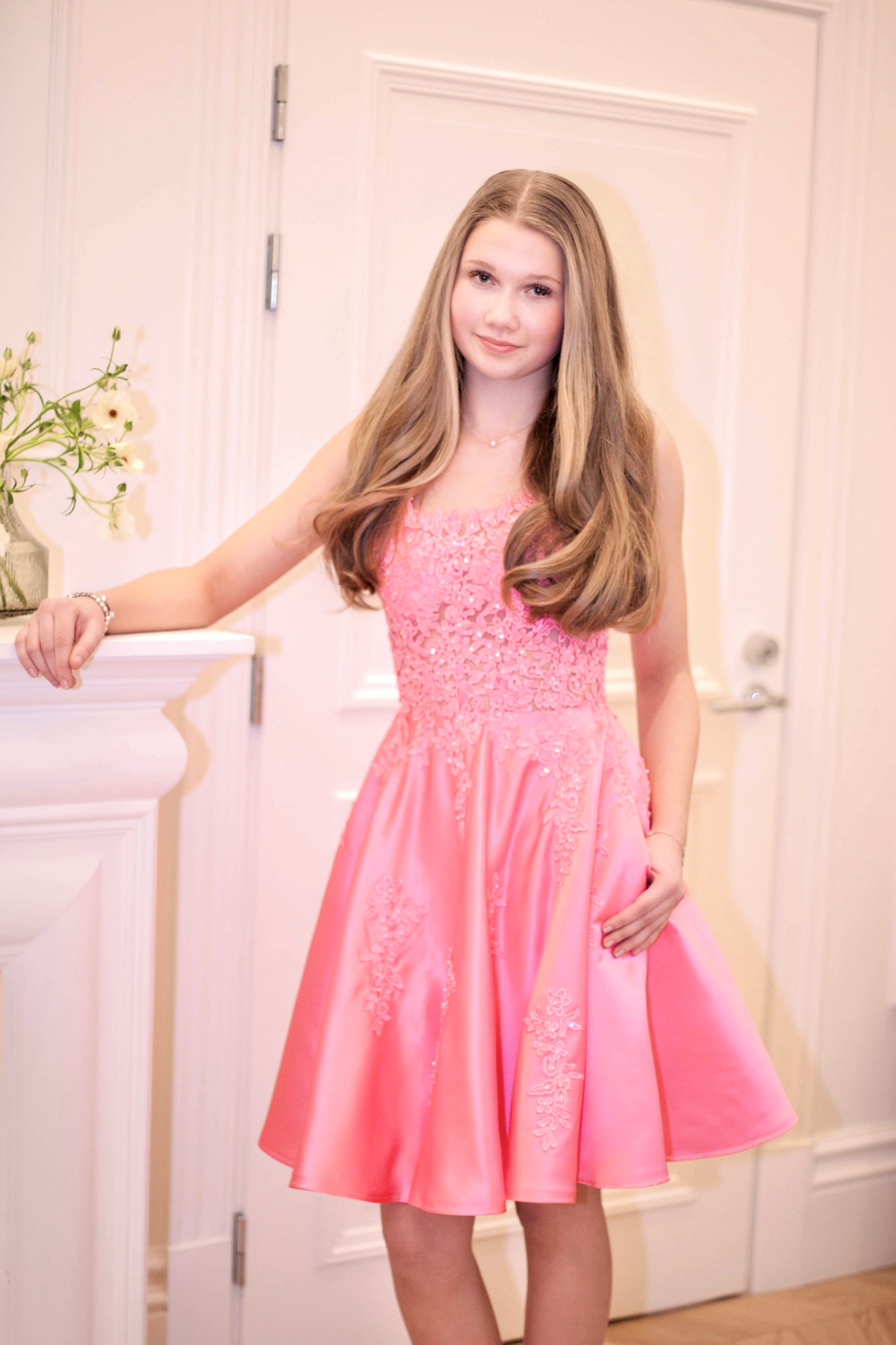 DRESS H4435S-SATIN BARBIE