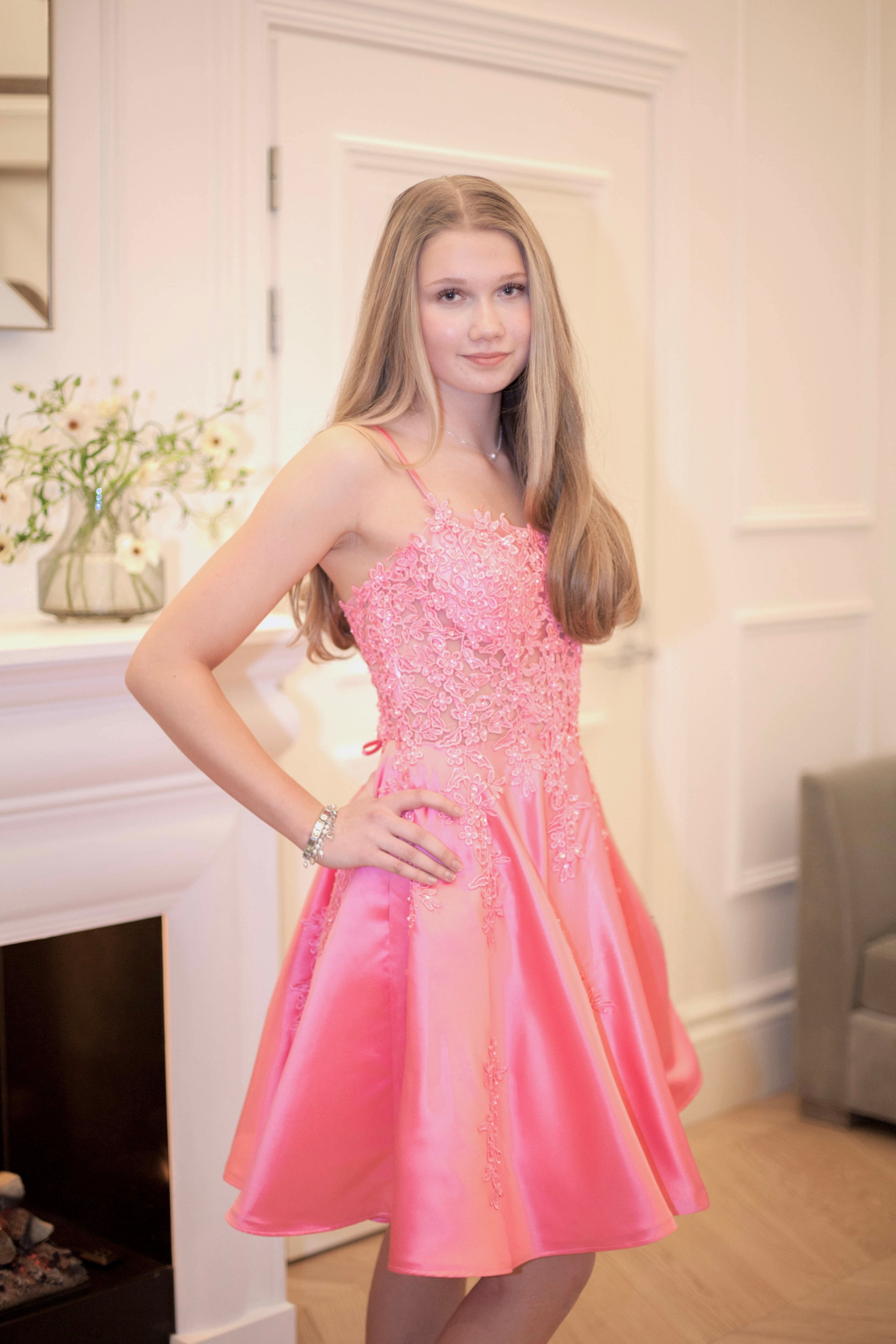 DRESS H4435S-SATIN BARBIE
