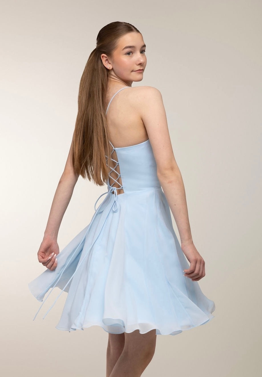 DRESS H4443SS-CHIFFON ICEBLUE