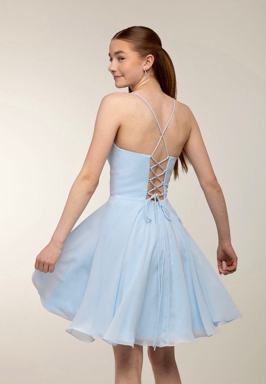 DRESS H4443SS-CHIFFON ICEBLUE