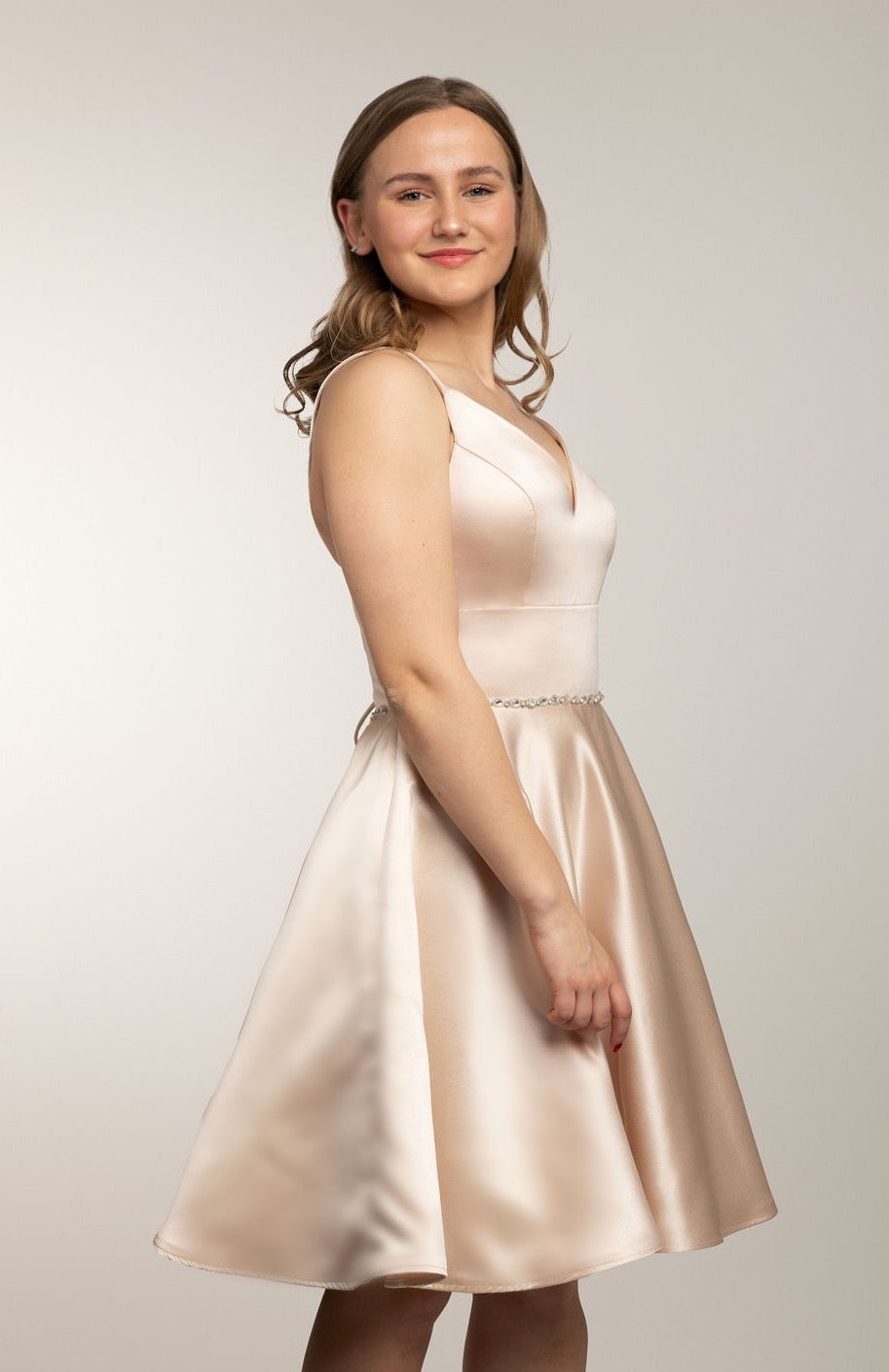 Dress H4467S-Satin Nude | Dazzling by Zazabella