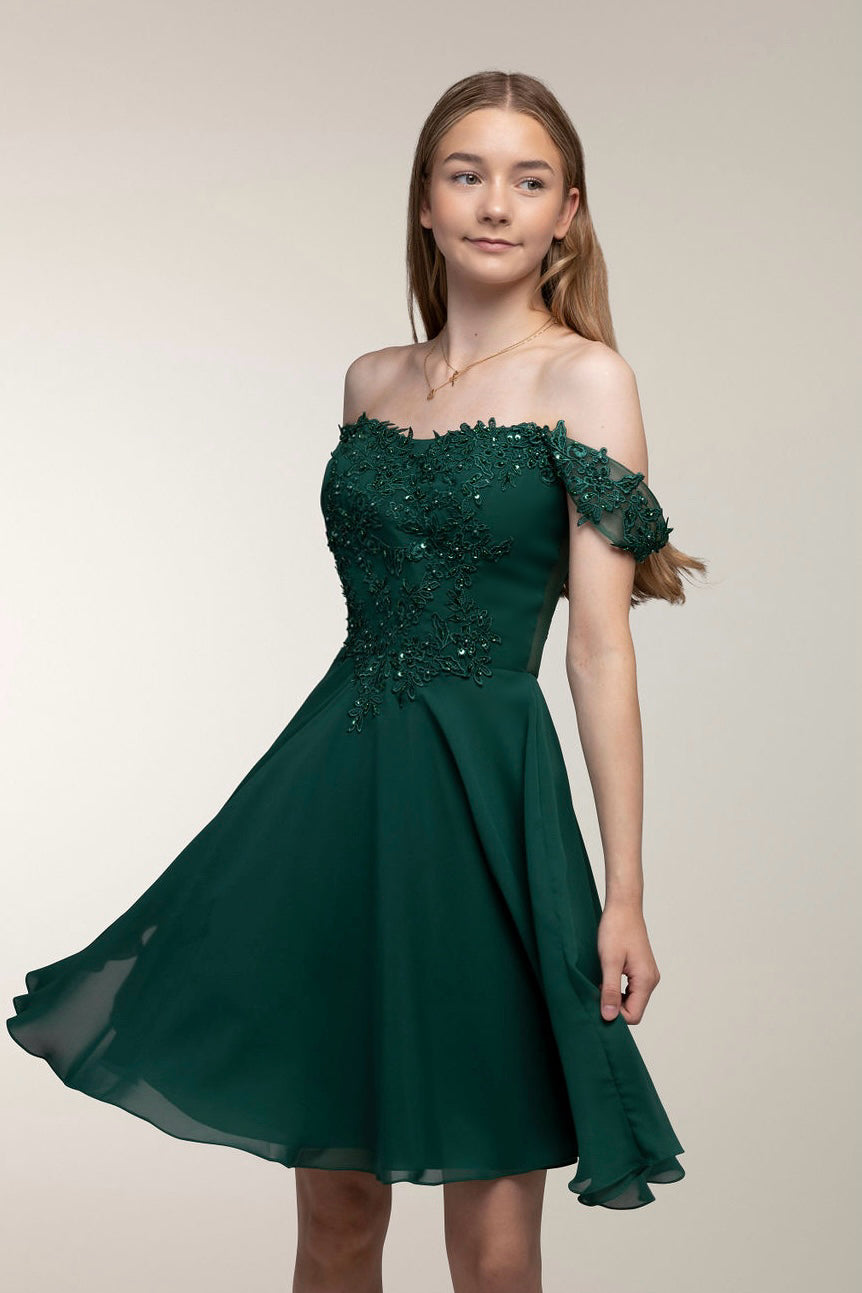 Charming dark green chiffon party dress from Zazabella Charming dark green chiffon party dress from Zazabella