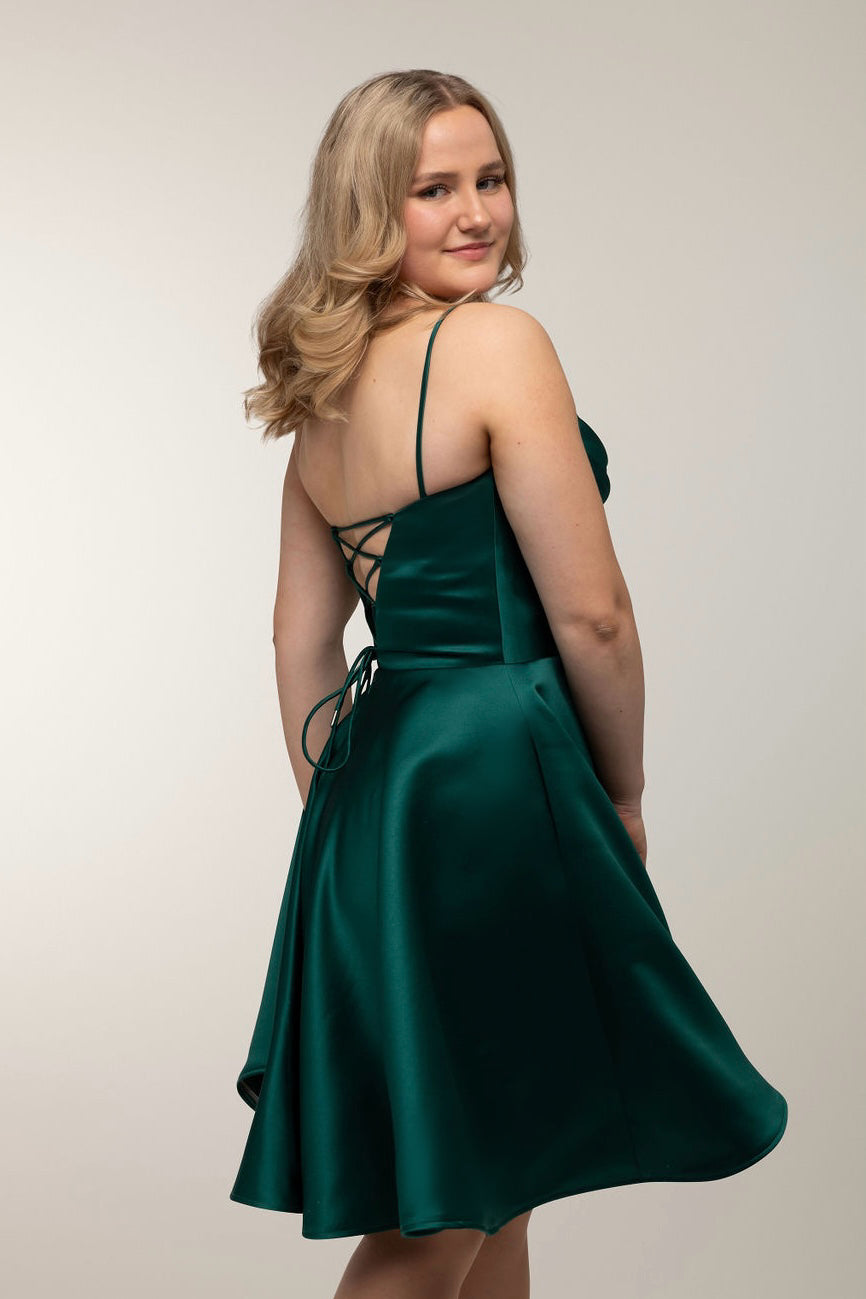 DRESS H4643S-SOFTSATIN DARKGREEN