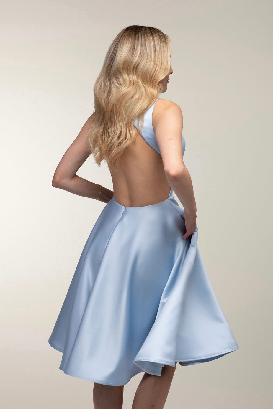 DRESS H4699S-MIDI BLUEGREY