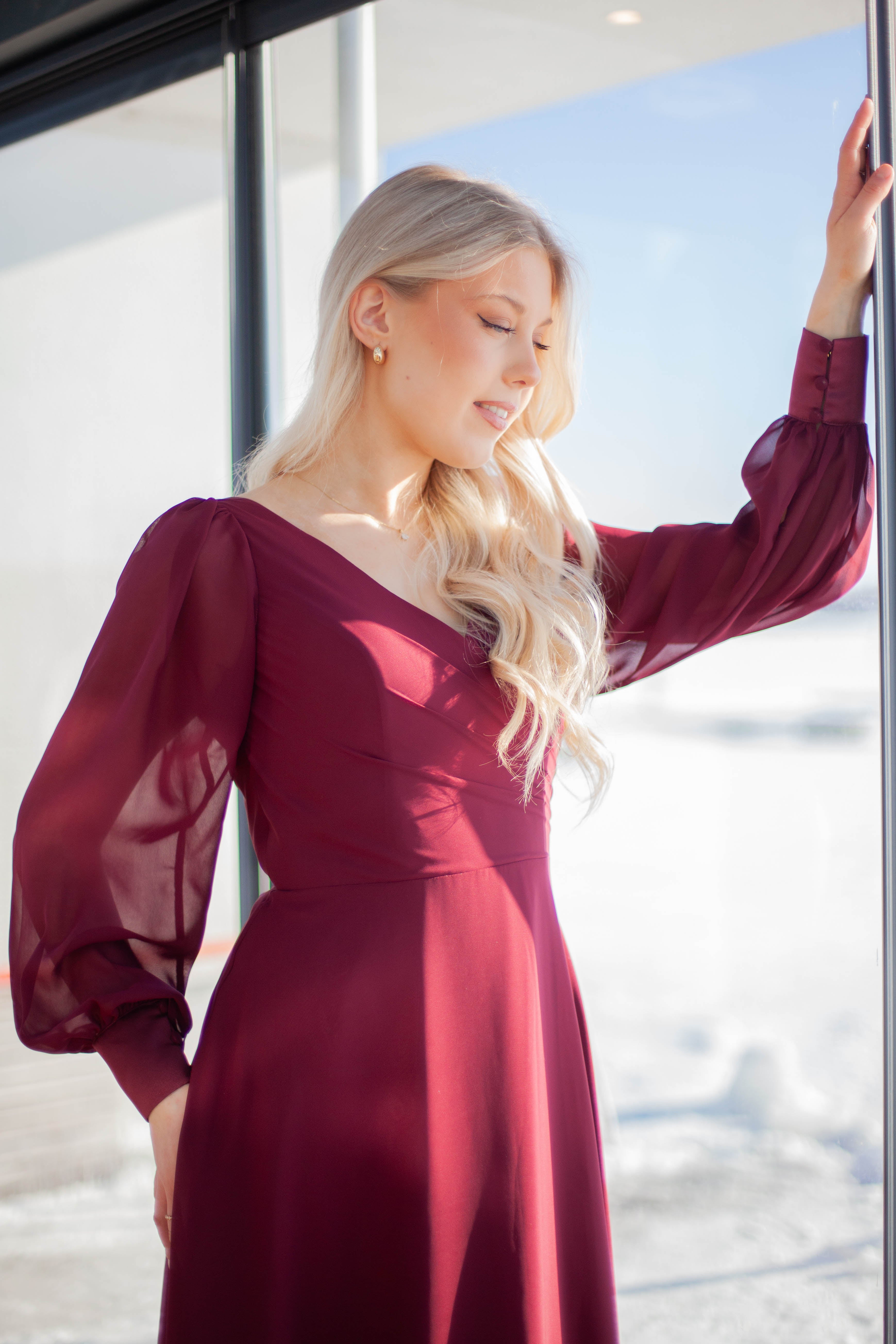 ILTAPUKU H4604L-CHIFFON BURGUNDY