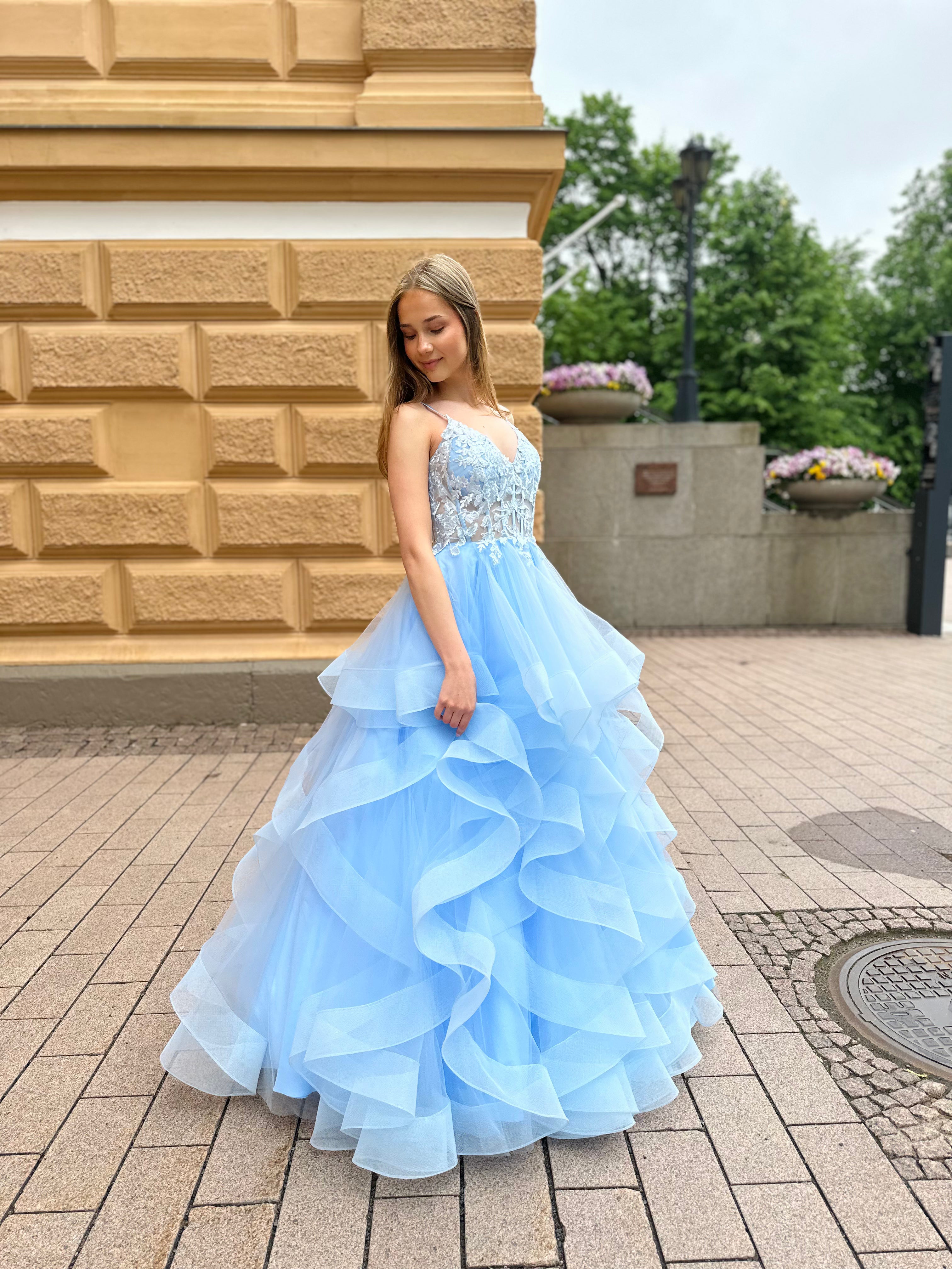 VANHOJENTANSSIMEKKO H6111P-TULLE LIGHT BLUE