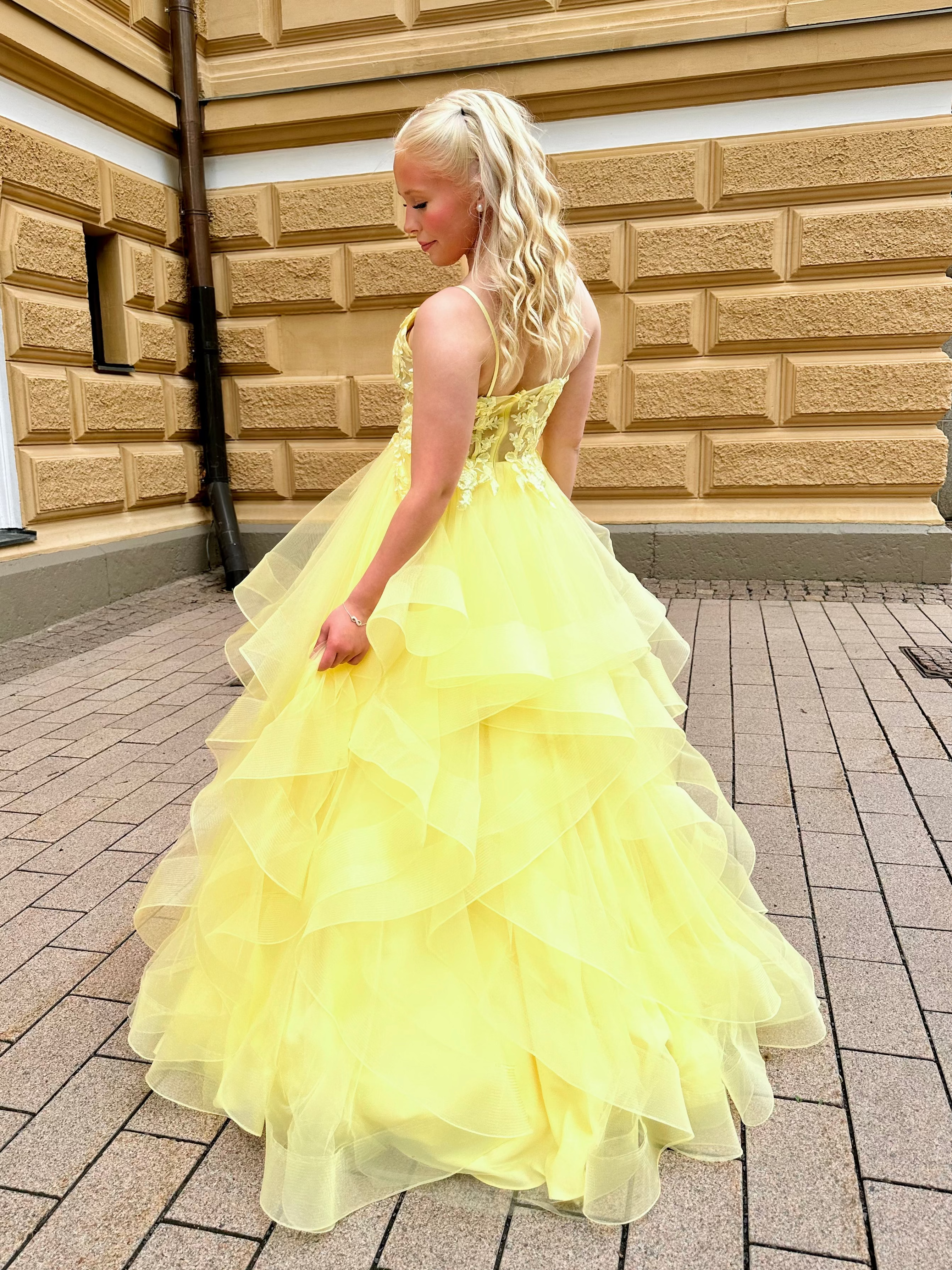 VANHOJENTANSSIMEKKO H6111P-TULLE YELLOW