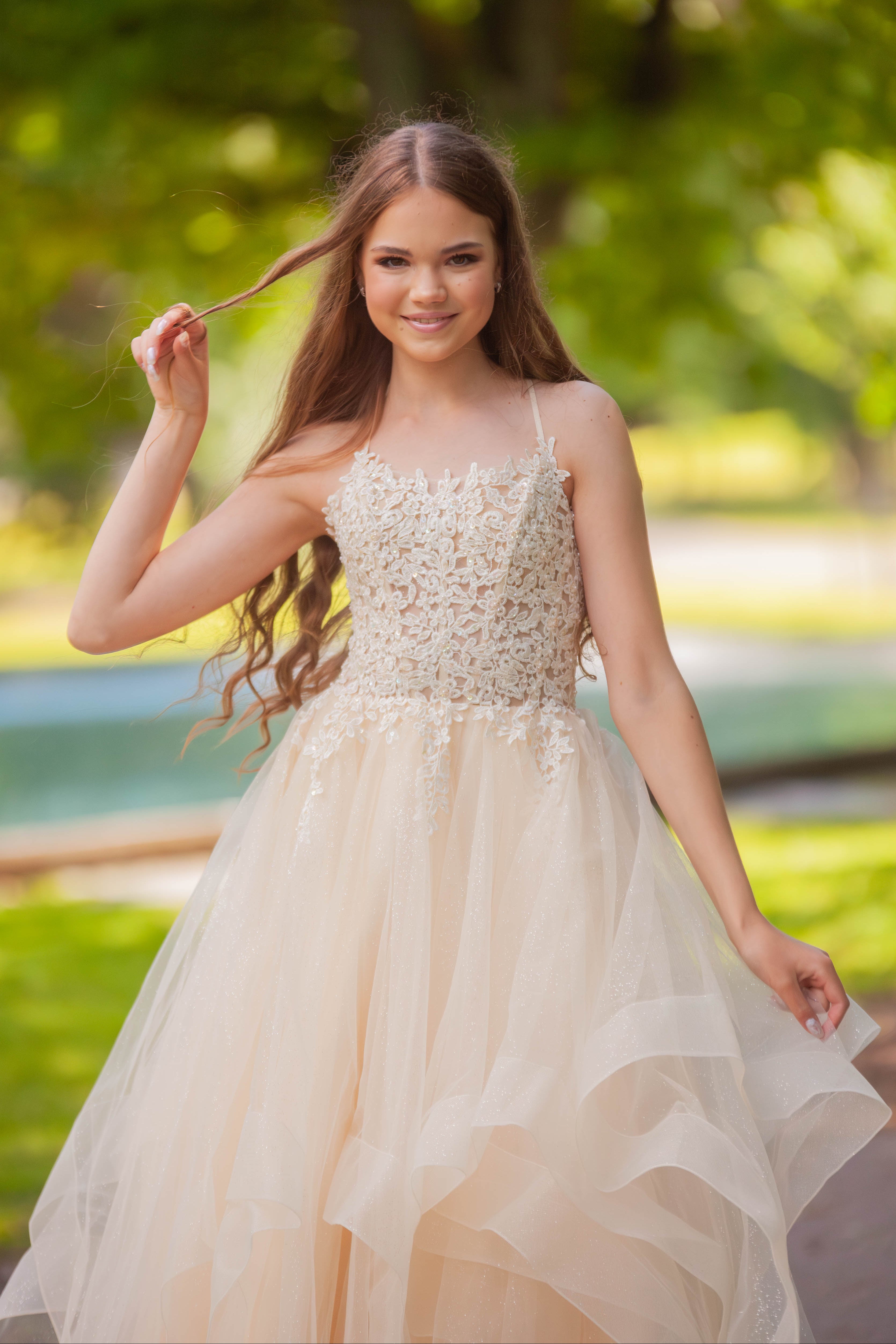 PROM DRESS U4705P-STARLITE CHAMPAGNE