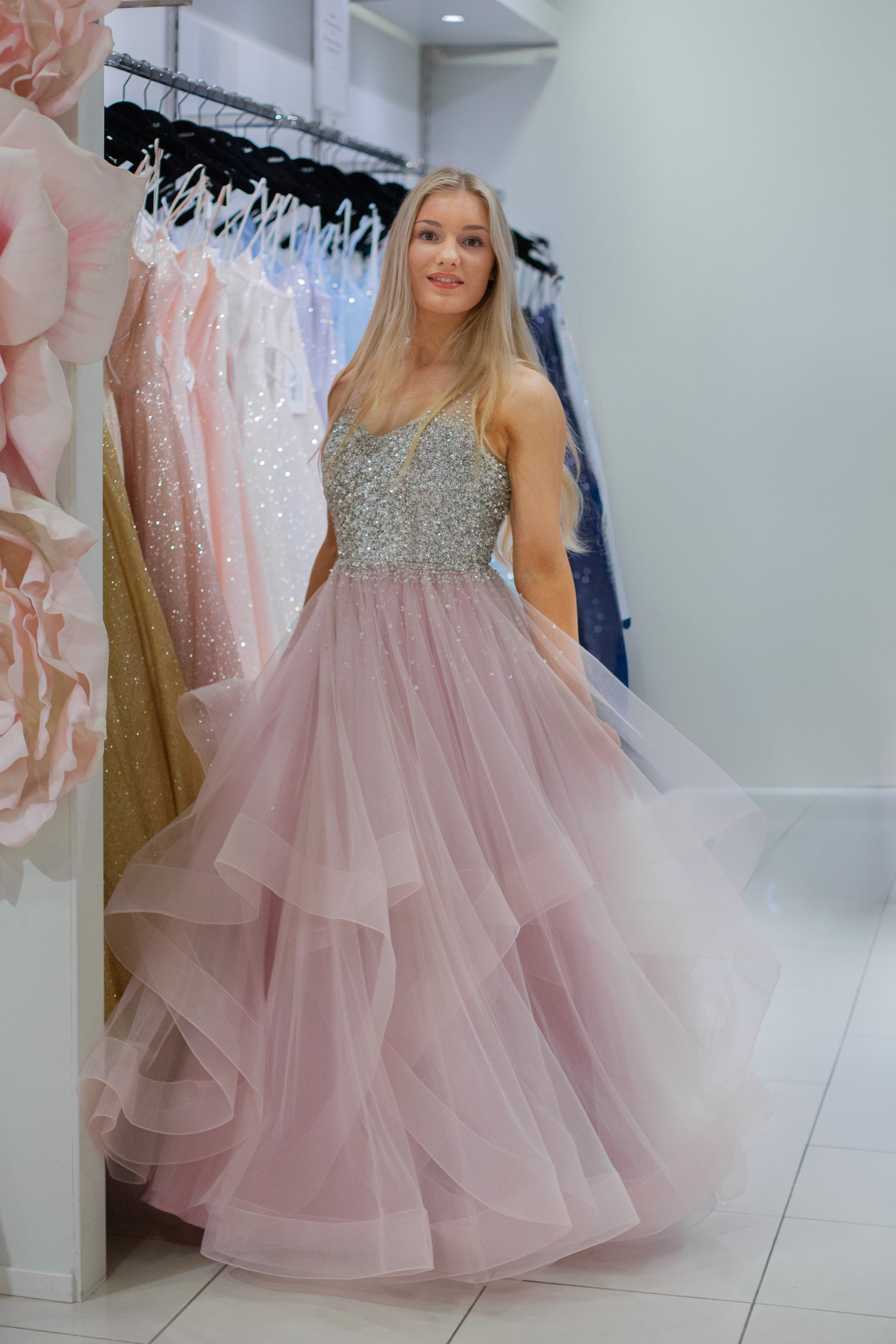 VANHOJENTANSSIMEKKO H4883P-TULLE DUSTYPINK