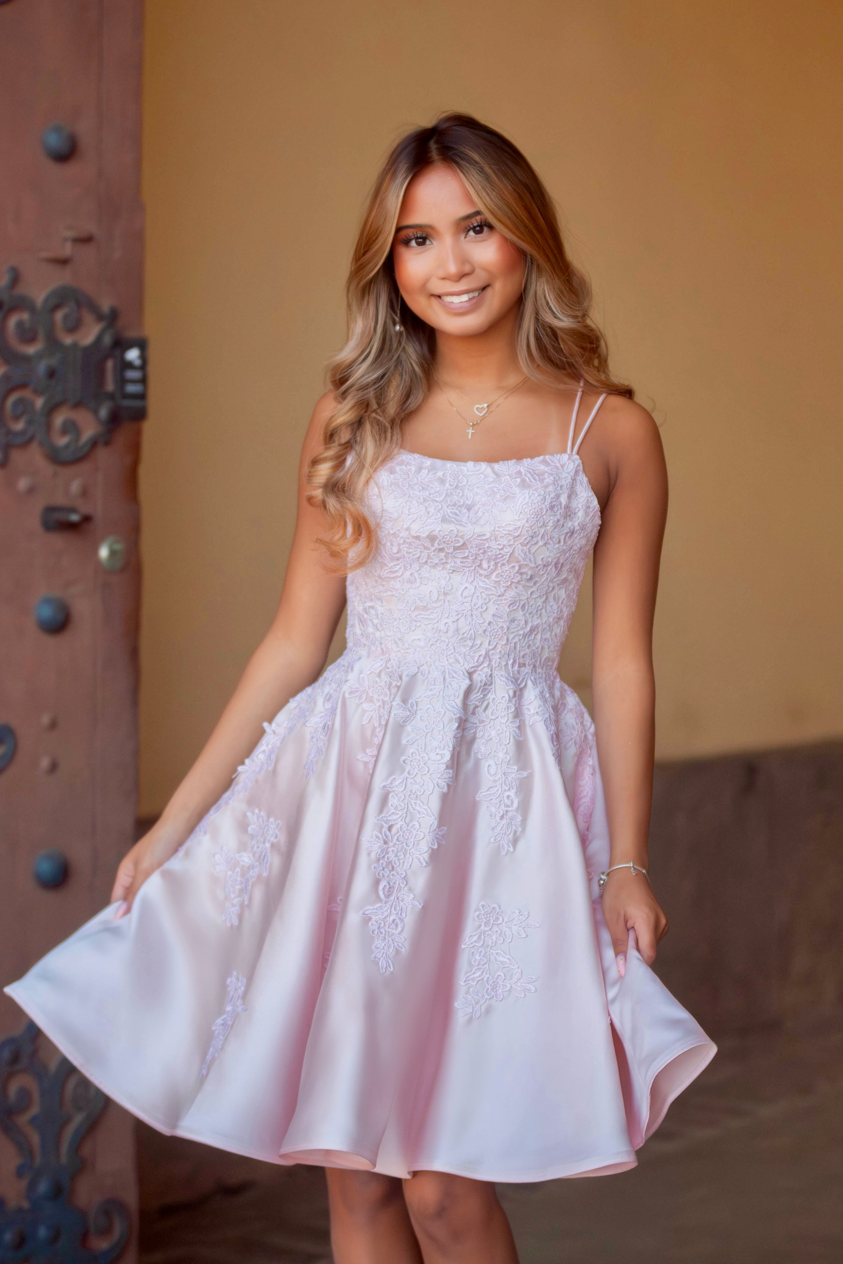 DRESS H4411S-SATIN PINK
