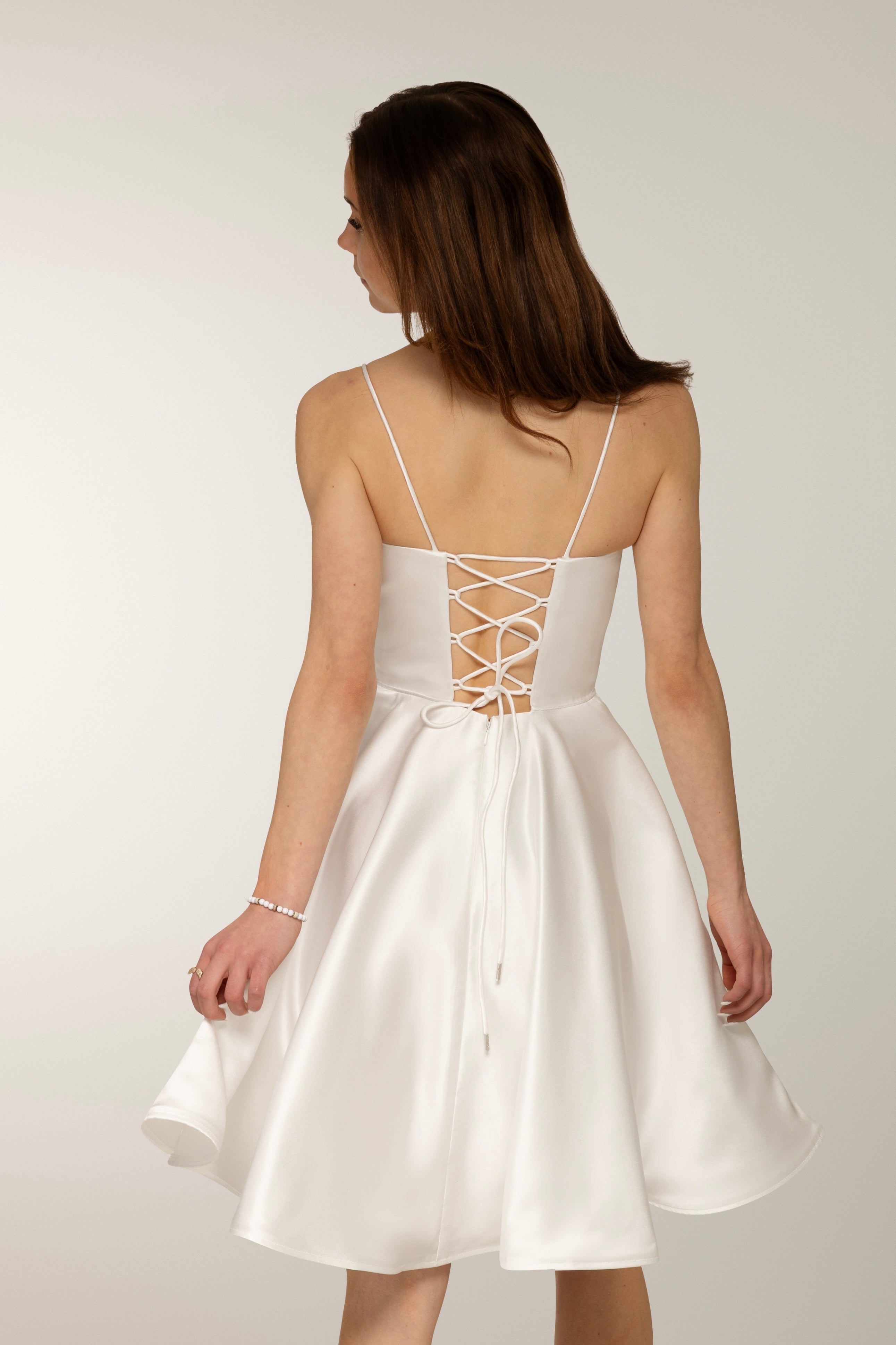 DRESS H4442S-SATIN IVORY