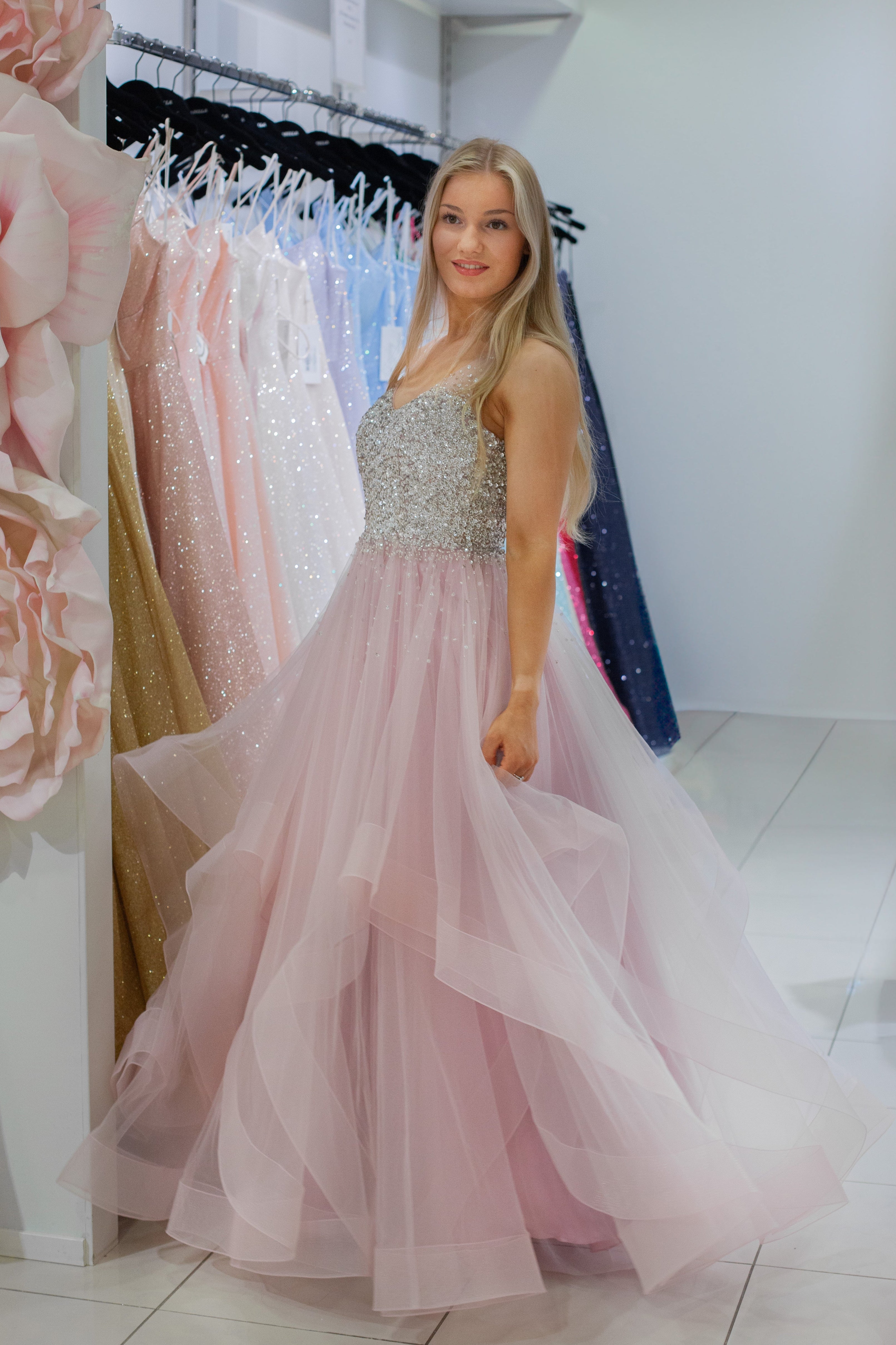 VANHOJENTANSSIMEKKO H4883P-TULLE DUSTYPINK