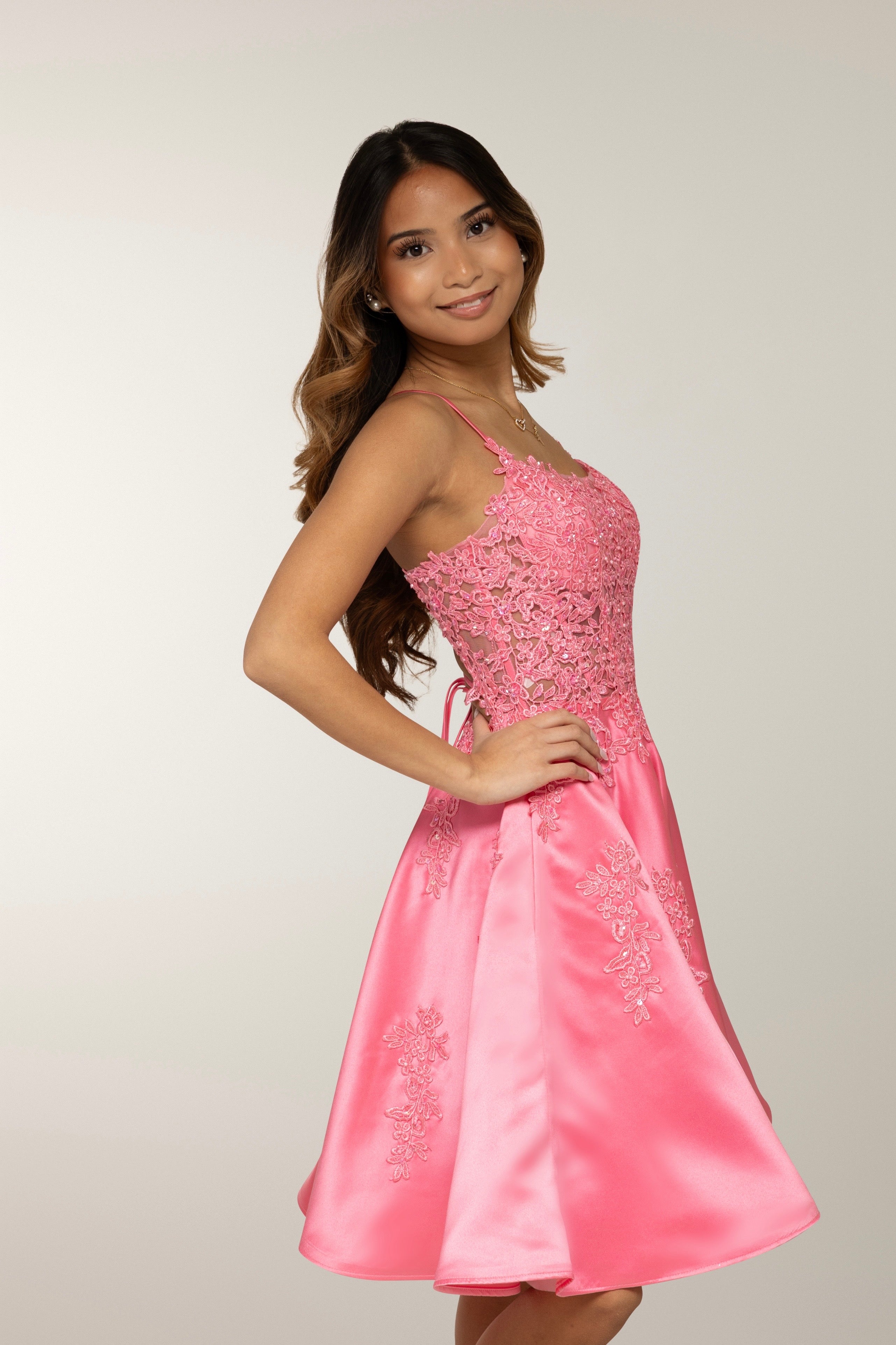 DRESS H4435S-SATIN BARBIE