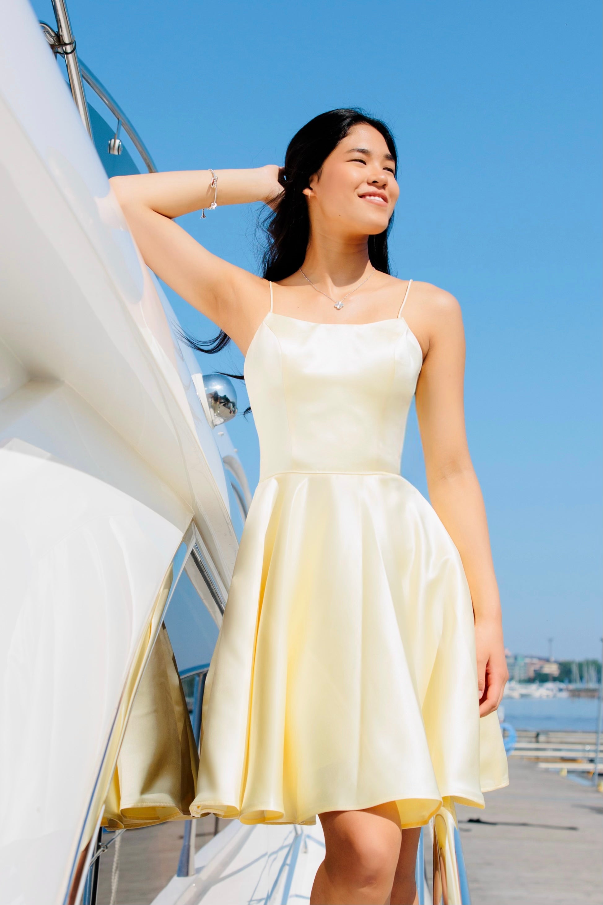 DRESS H4442S-SATIN YELLOW