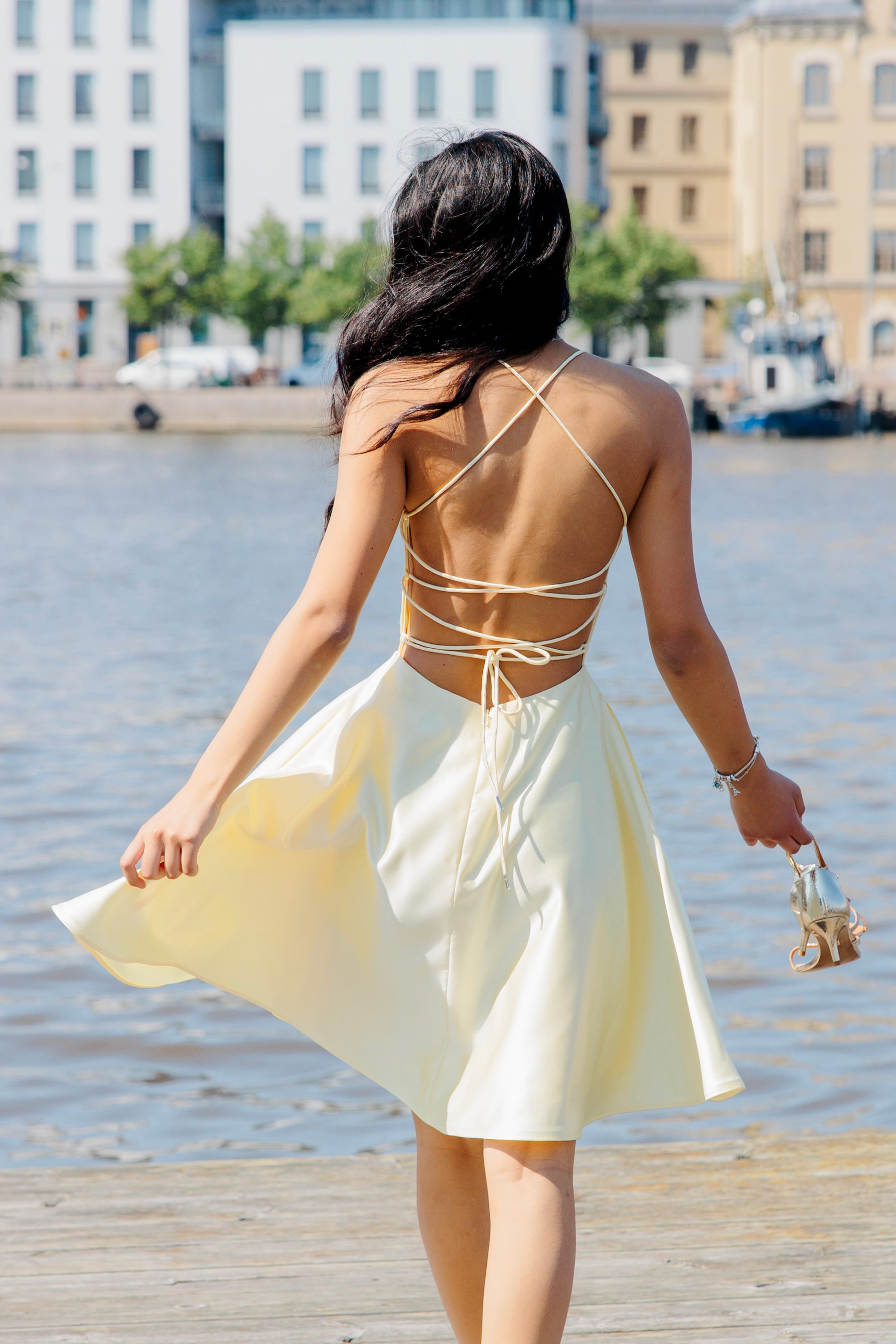DRESS H5007S-SATIN YELLOW