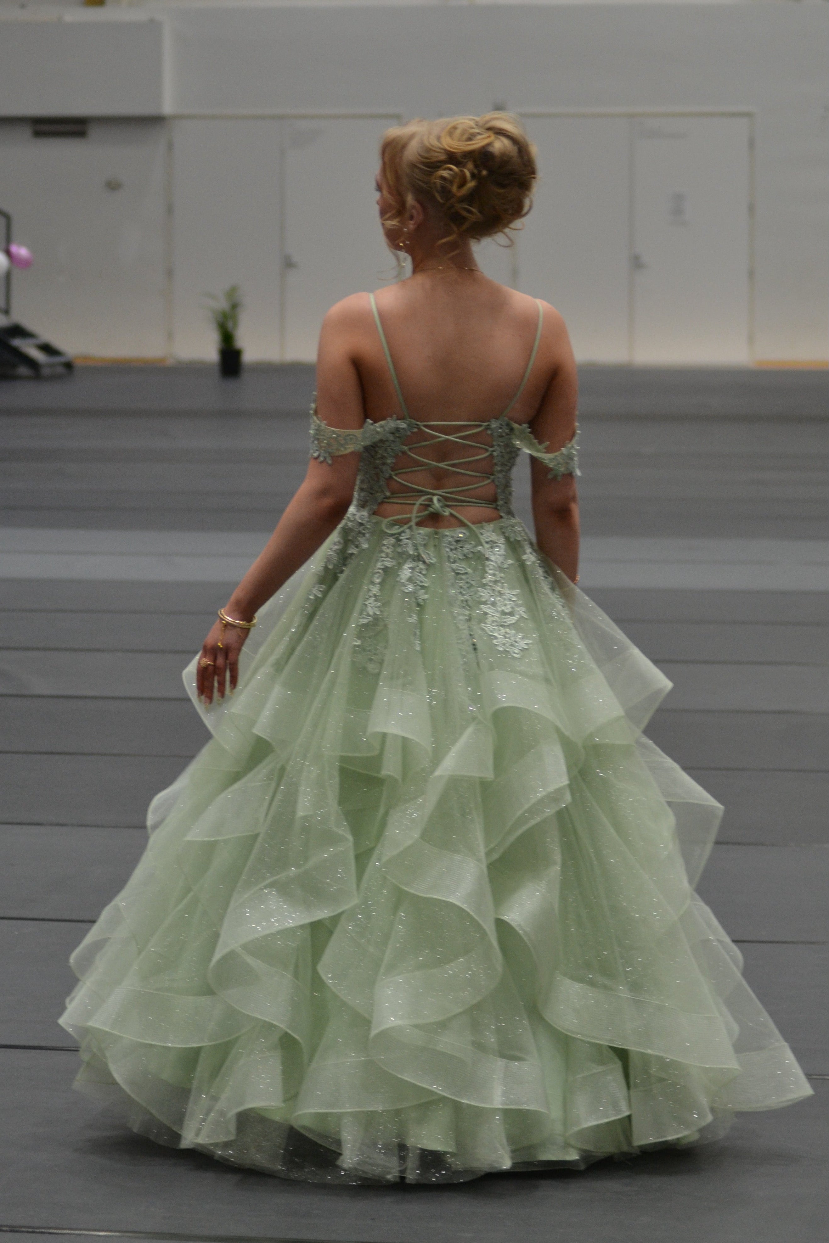PROM DRESS U4870PS-STARLITE LIGHT GREEN