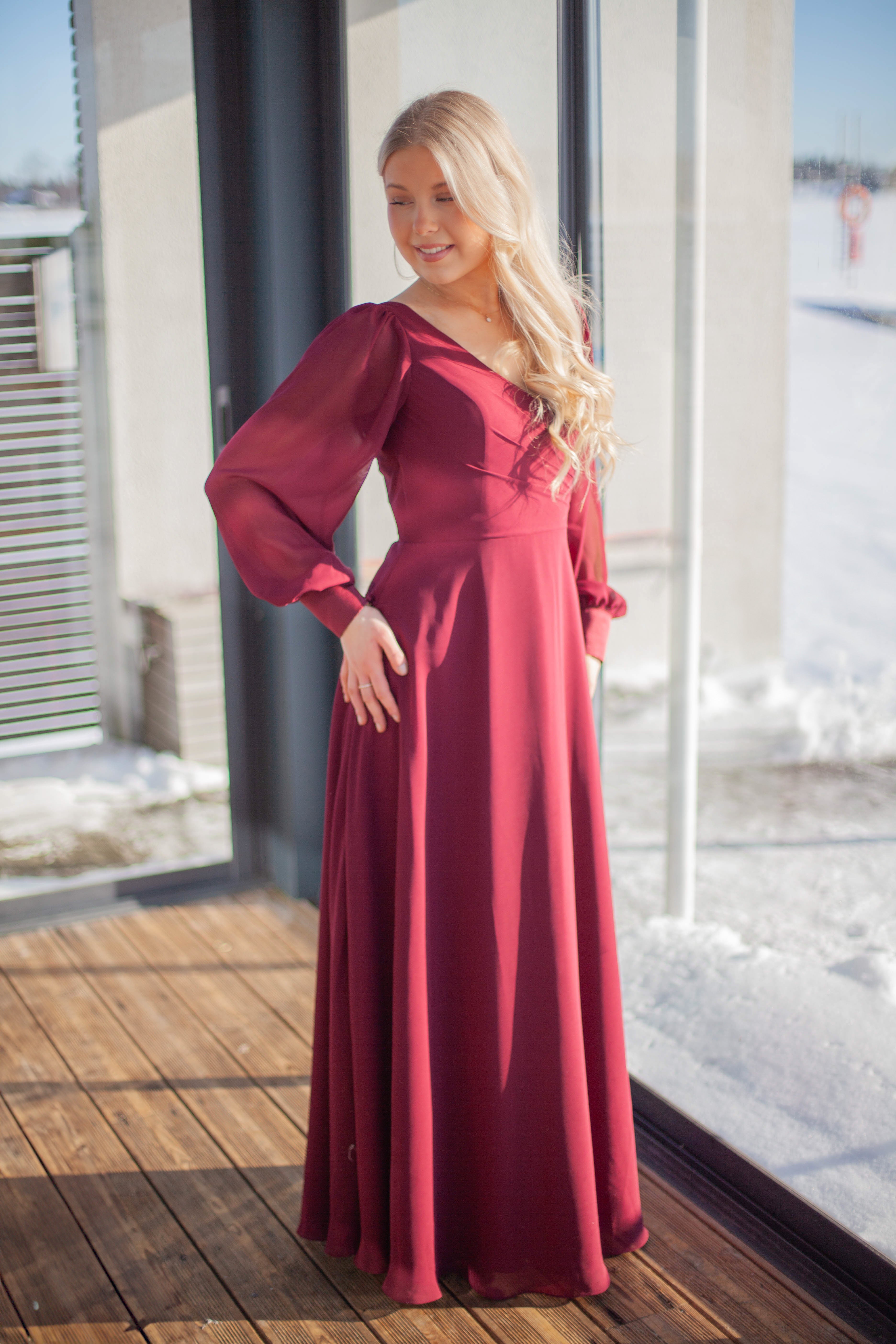 ILTAPUKU H4604L-CHIFFON BURGUNDY