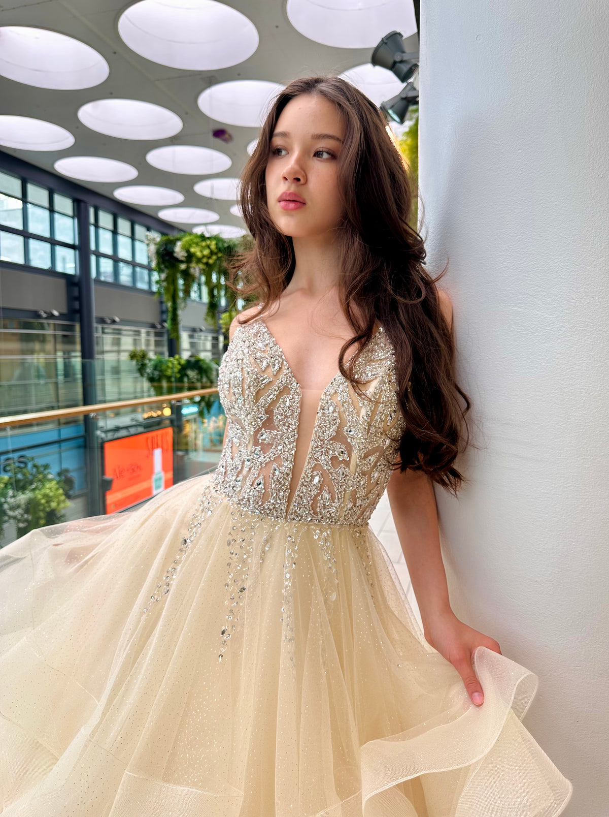PROM DRESS U4452P CHAMPAGNE