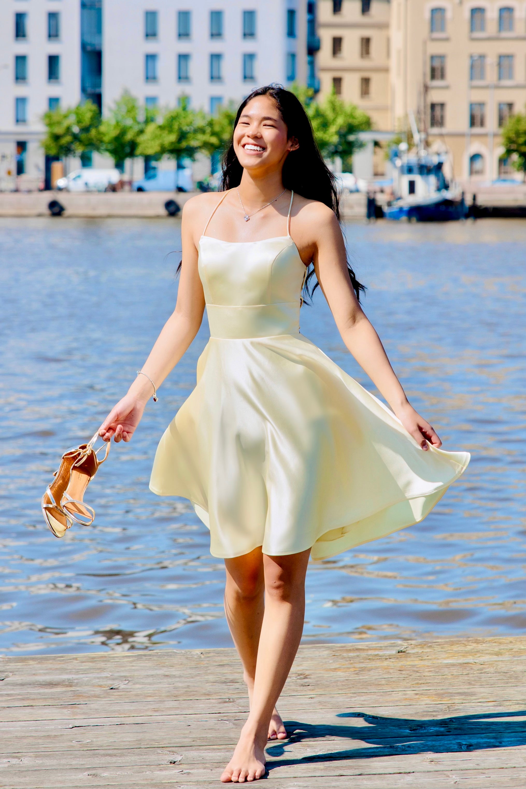 DRESS H5007S-SATIN YELLOW
