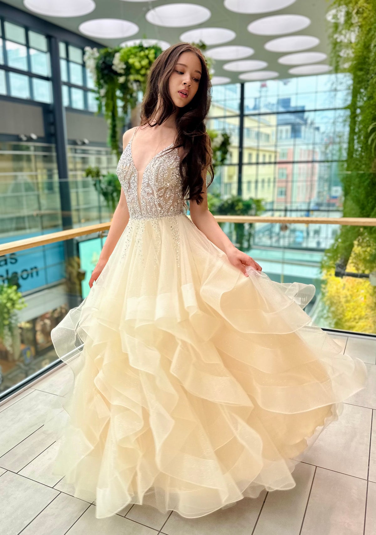 PROM DRESS U4452P CHAMPAGNE