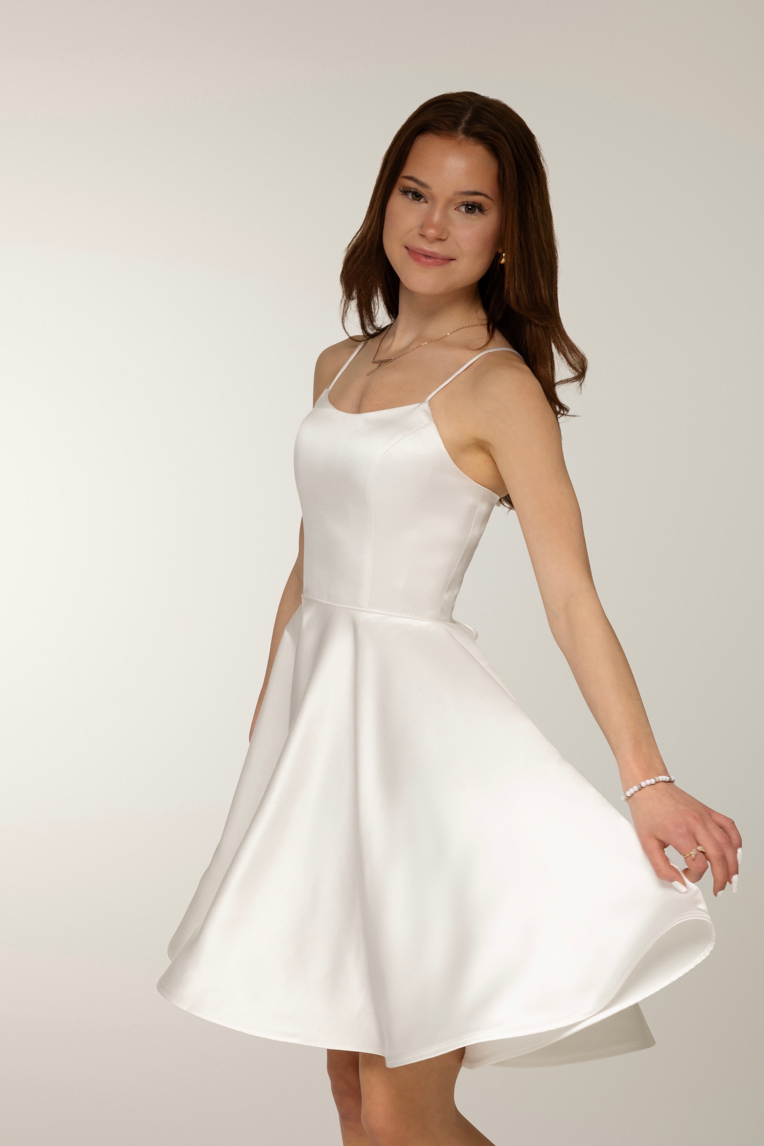 DRESS H4442S-SATIN IVORY
