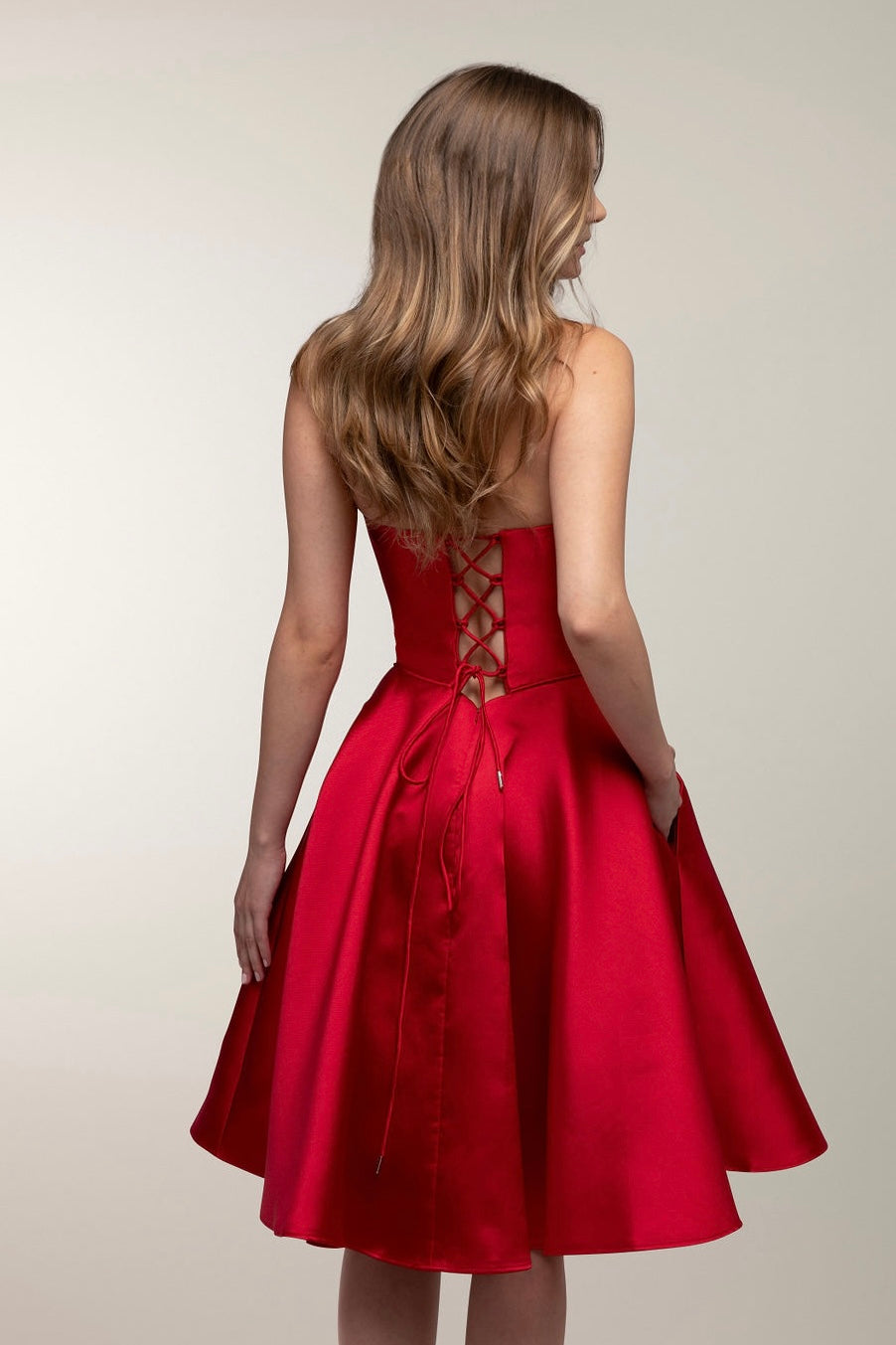 PARTY DRESS H4714S-MIKADO RUBY
