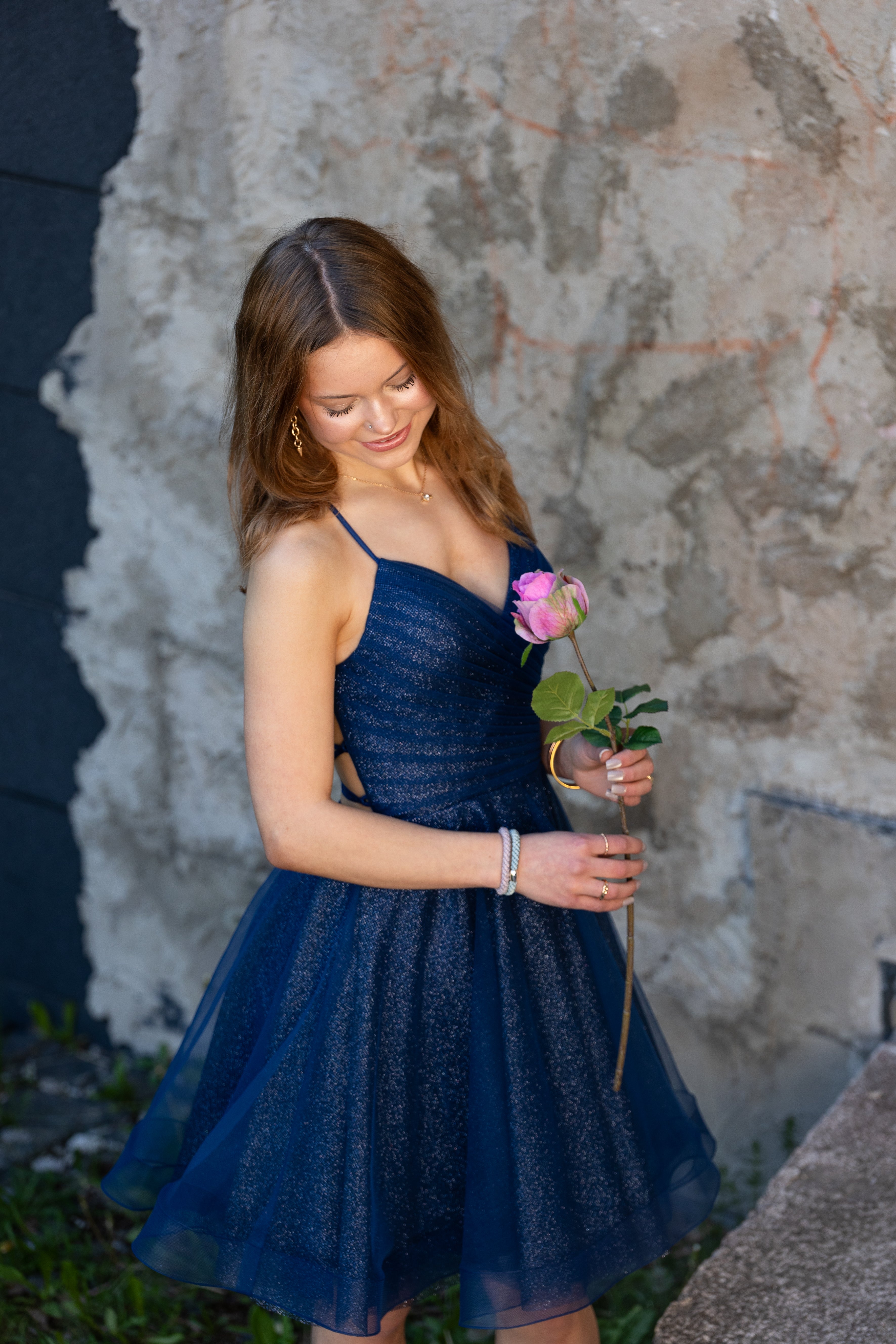 DRESS U4761S-CRYSTAL NAVY