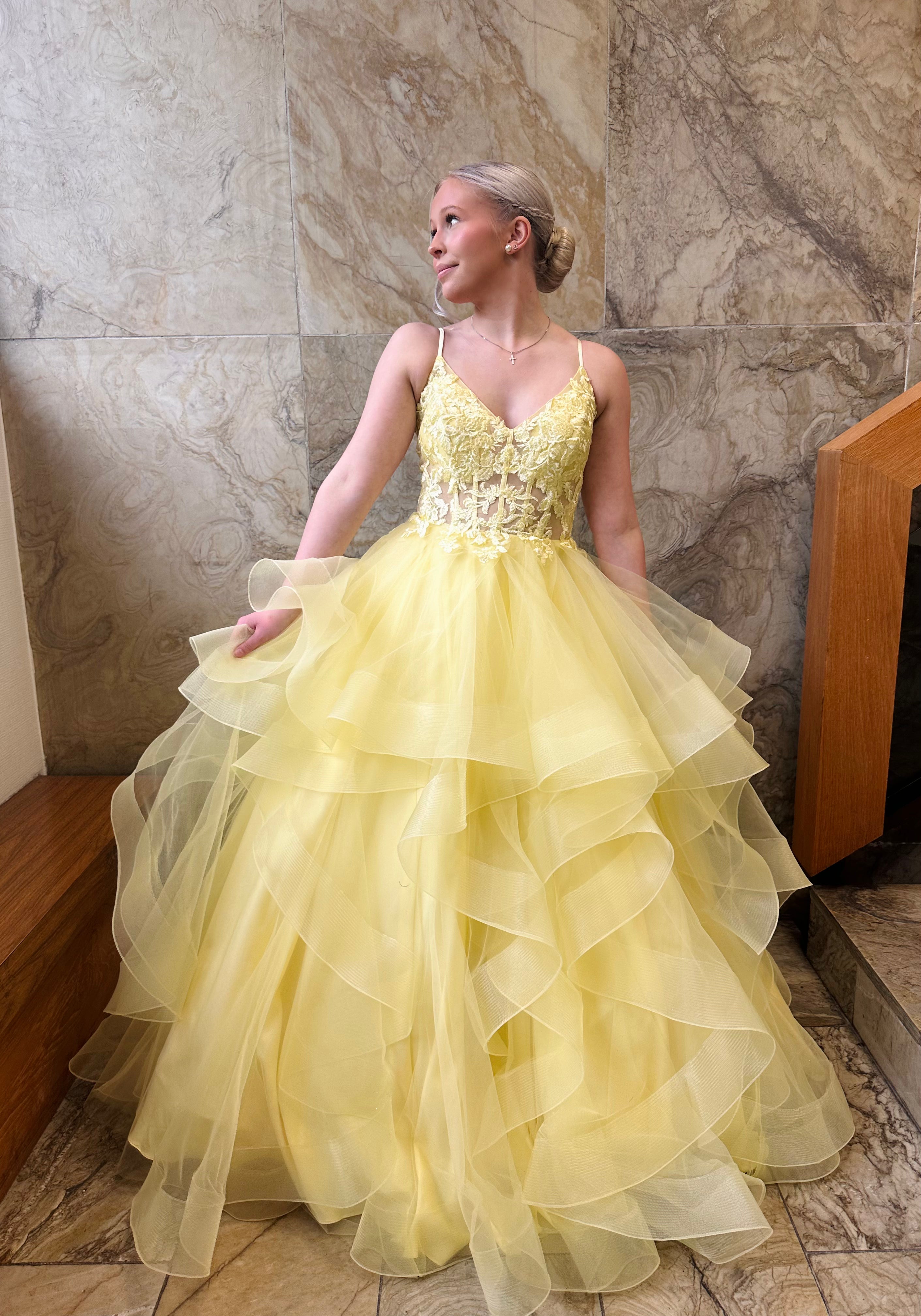 VANHOJENTANSSIMEKKO H6111P-TULLE YELLOW