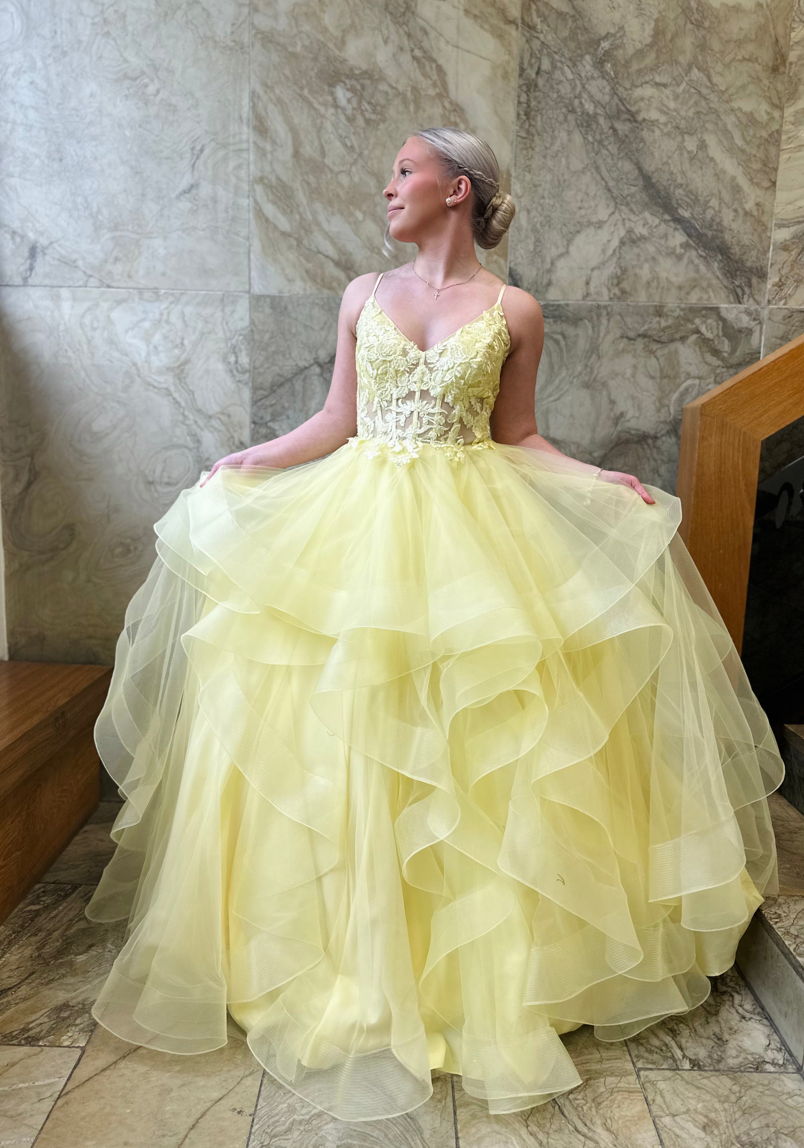 VANHOJENTANSSIMEKKO H6111P-TULLE YELLOW