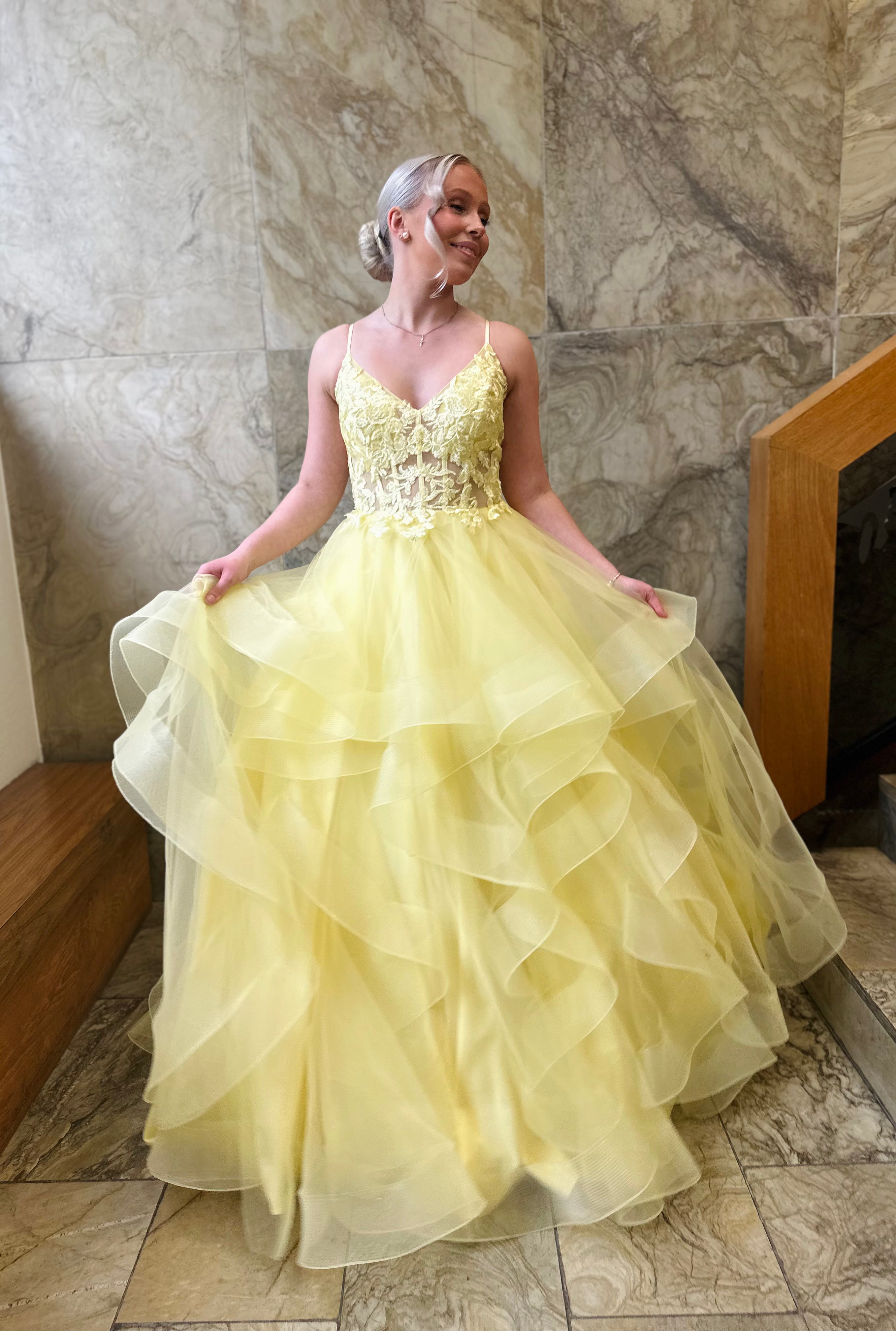 VANHOJENTANSSIMEKKO H6111P-TULLE YELLOW