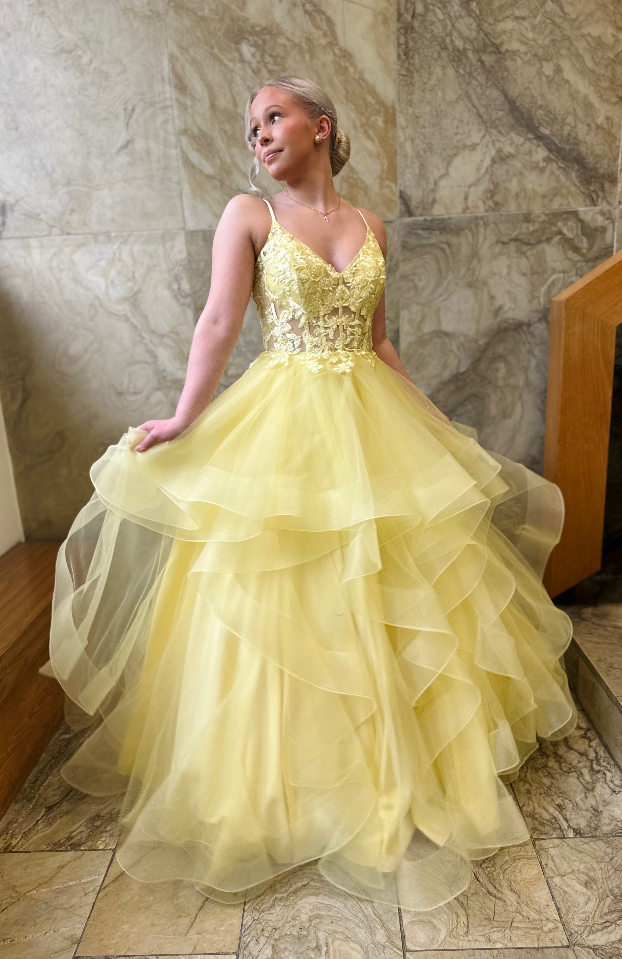 VANHOJENTANSSIMEKKO H6111P-TULLE YELLOW