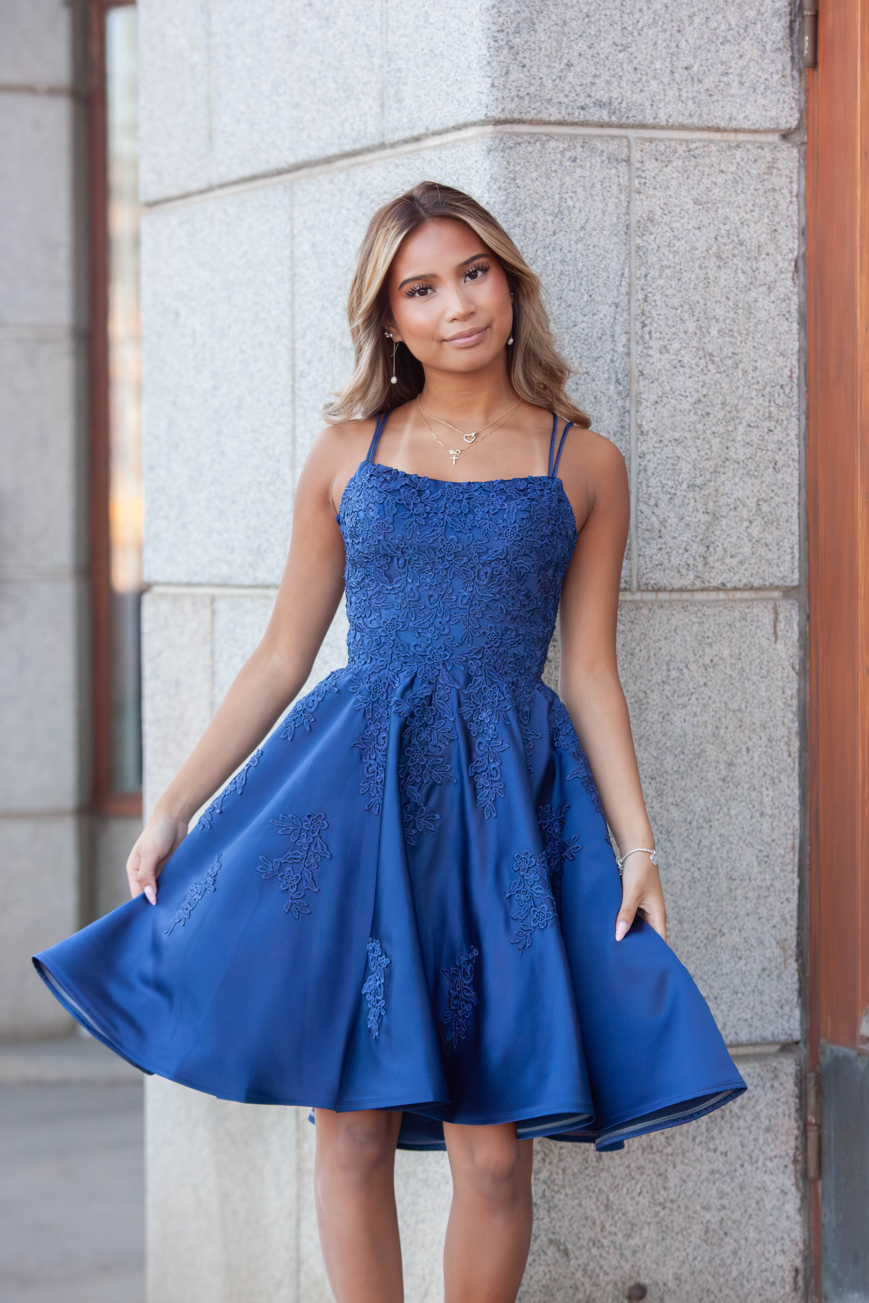 DRESS H4411S-SATIN MIDNIGHT