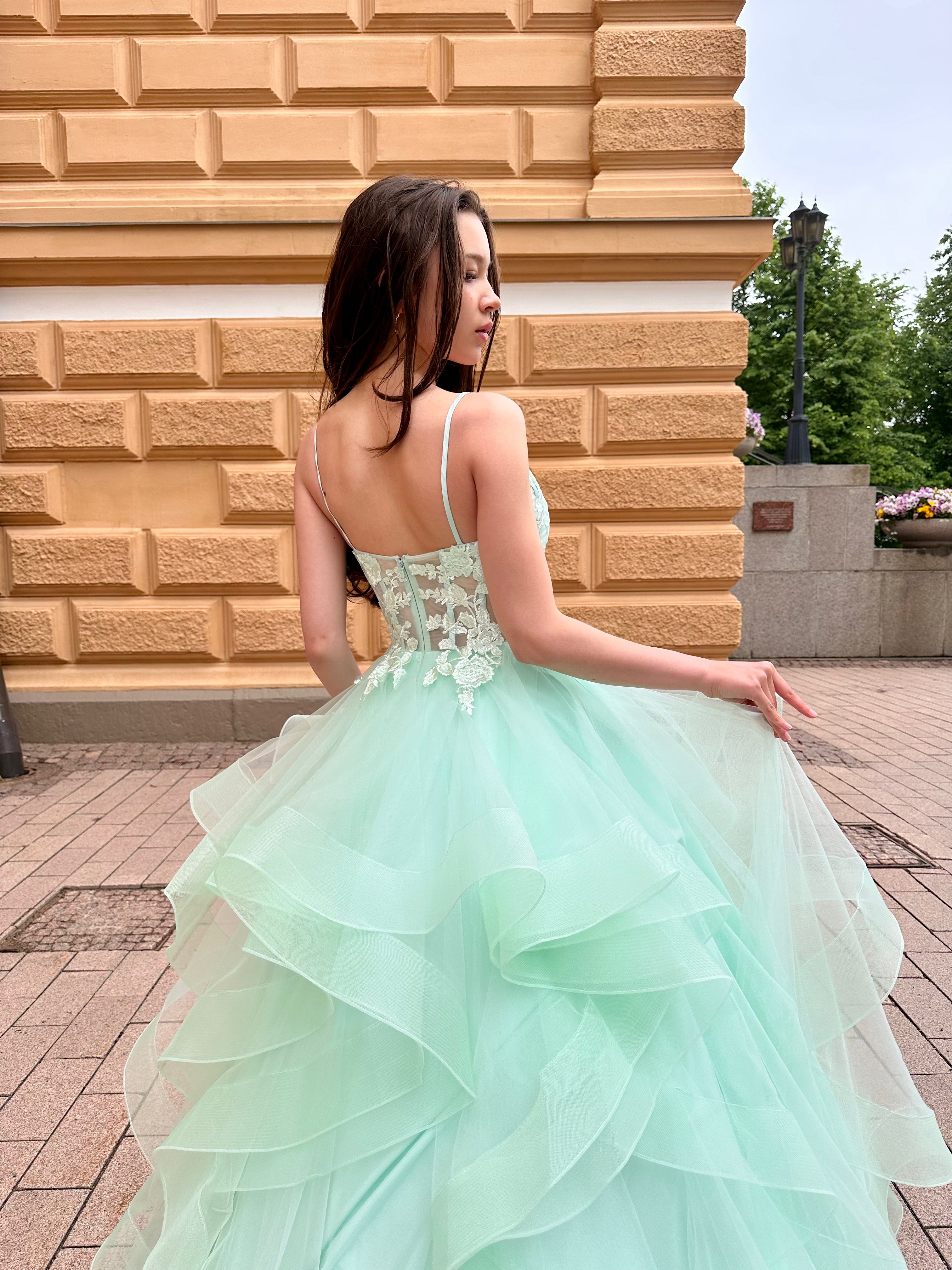 VANHOJENTANSSIMEKKO H6111P-TULLE LIGHT GREEN